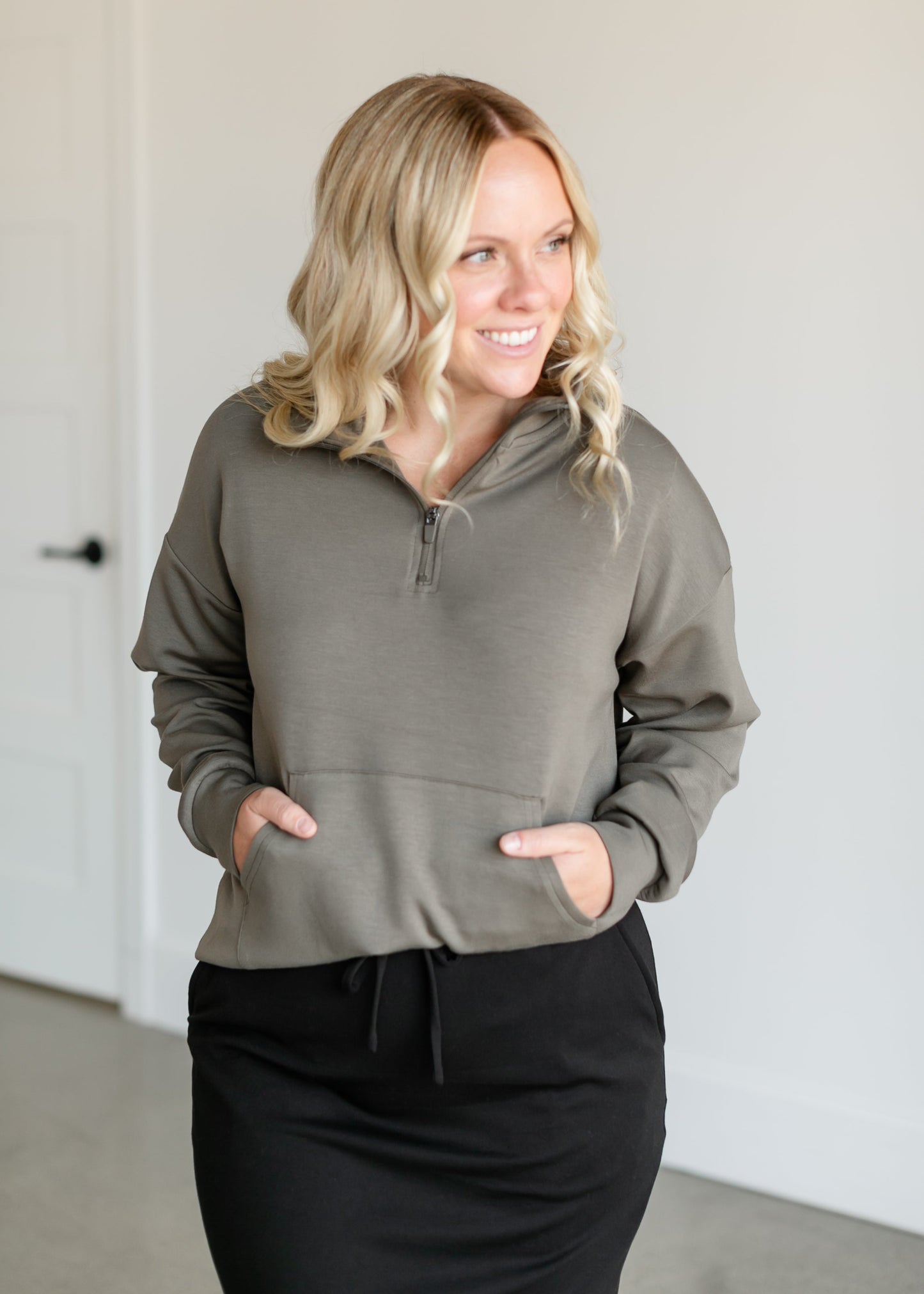 Keely Half Zip Long Sleeve Top FF Tops