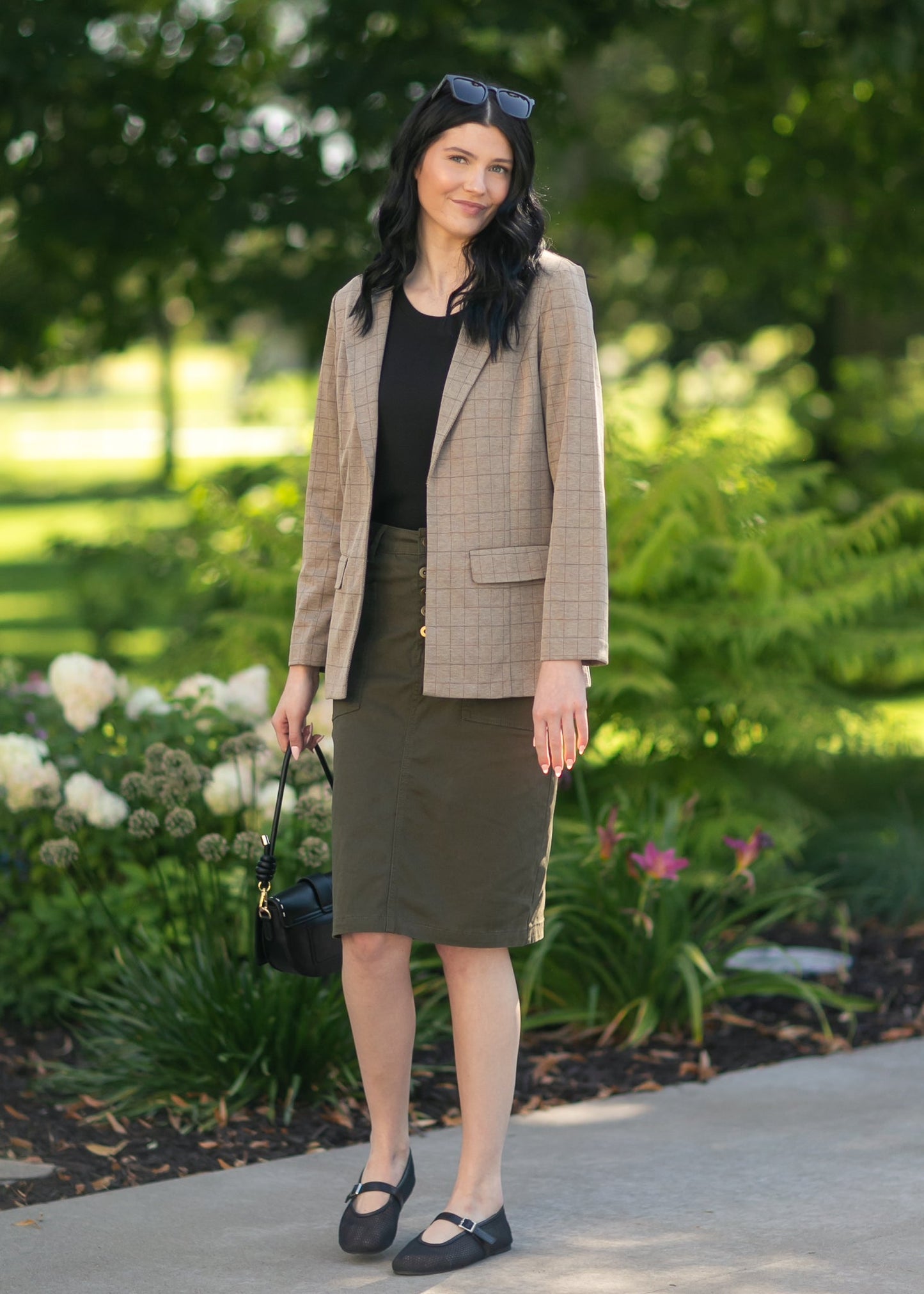 Kennedy Olive Midi Denim Skirt FF Skirts
