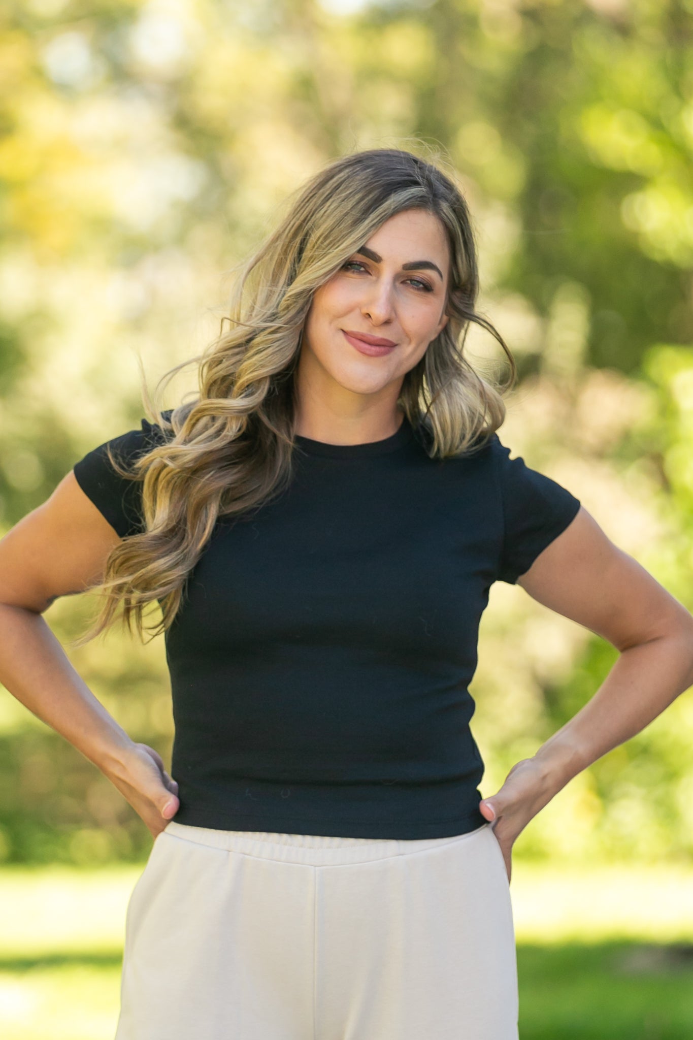 Knit Short Sleeve Baby Tee FF Tops Black / S