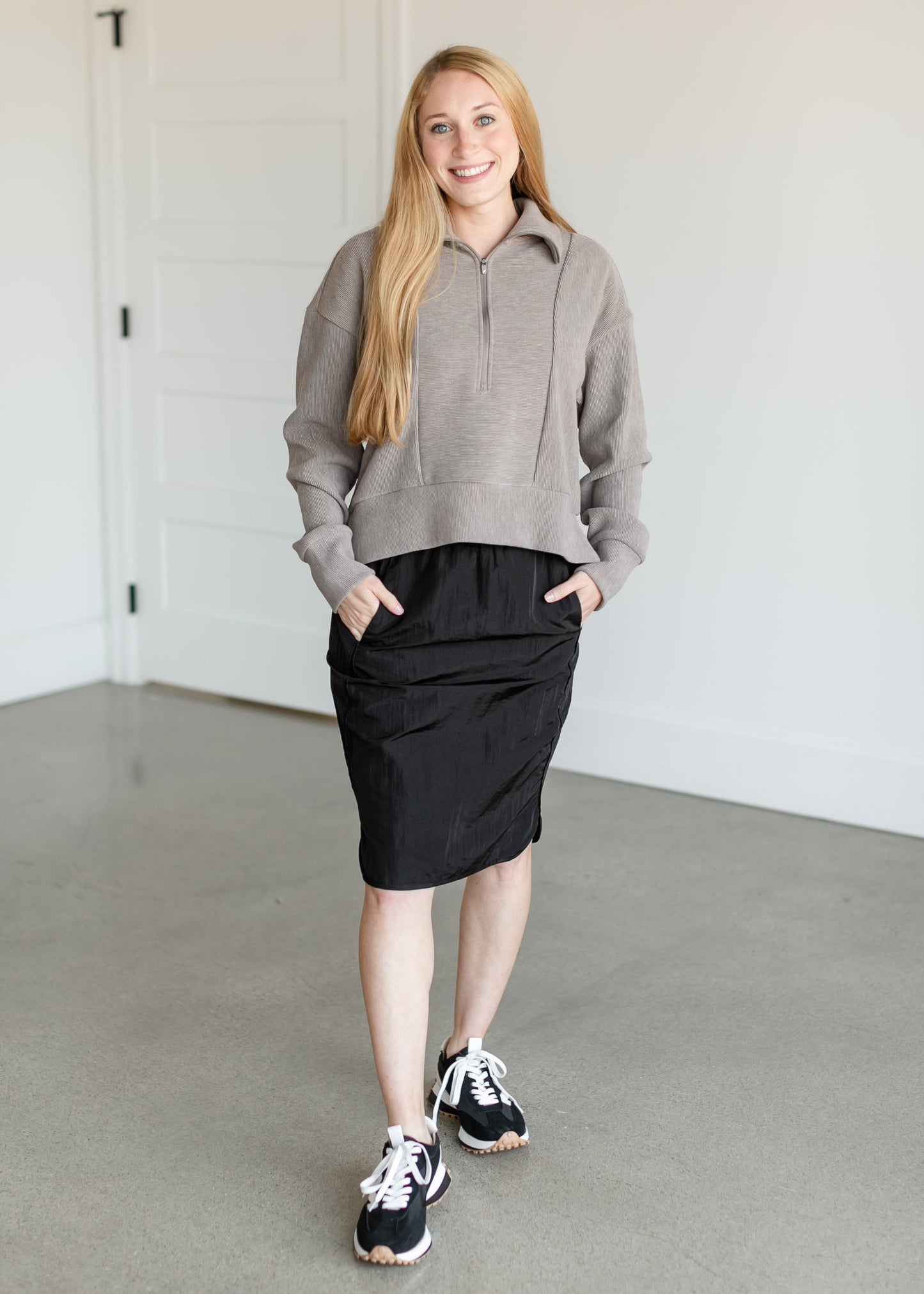Kristine Ribbed Half Zip Top FF Tops