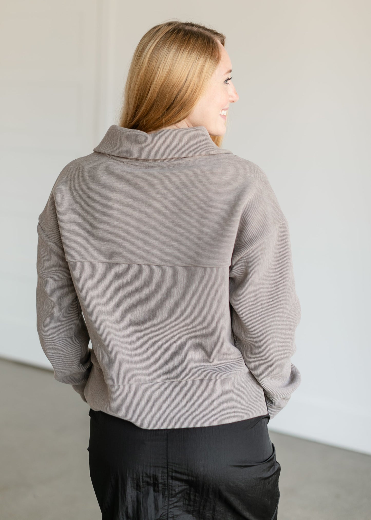 Kristine Ribbed Half Zip Top FF Tops