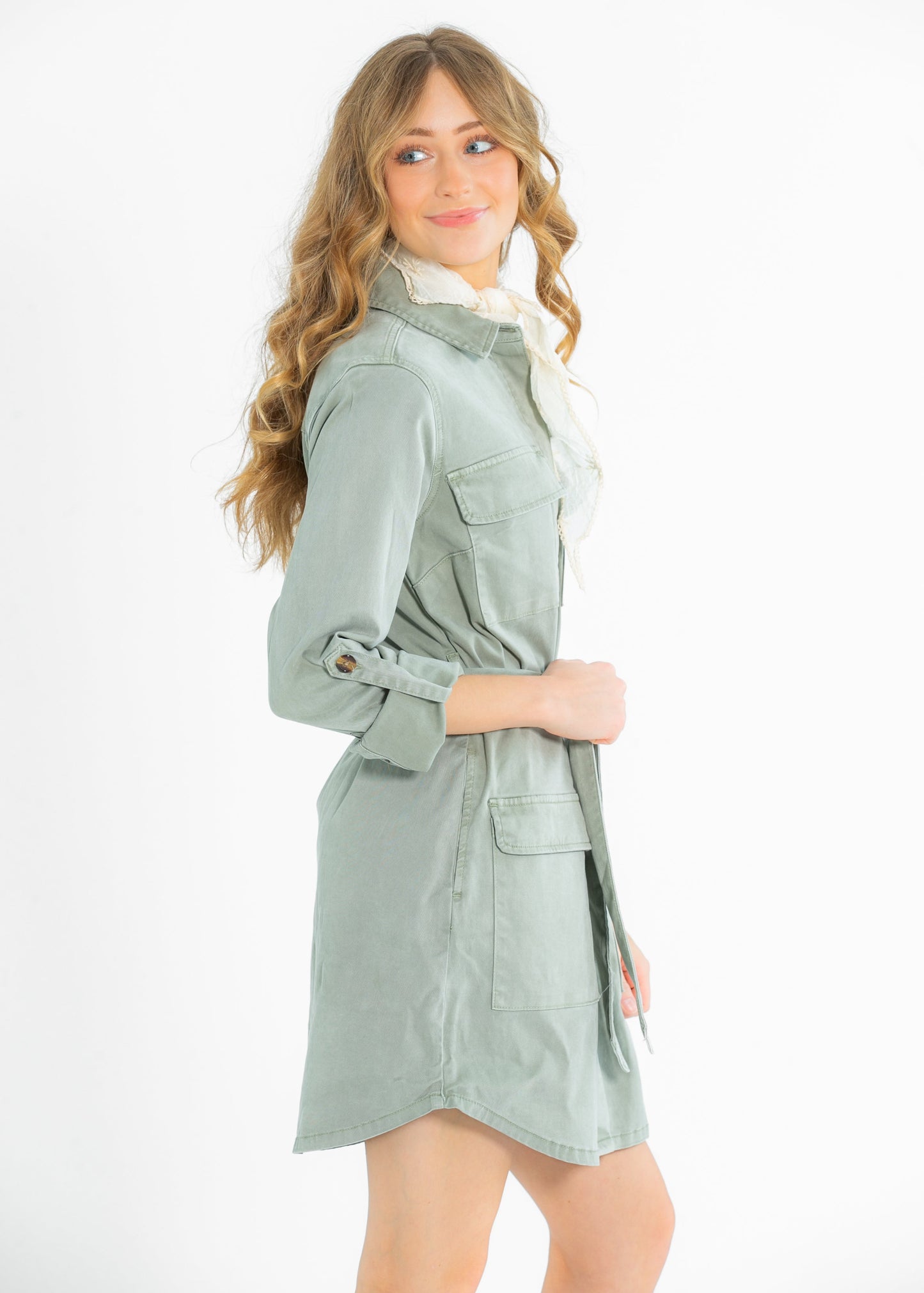 Kut from the Kloth® Alva Cargo Belted Midi Dress FF Dresses