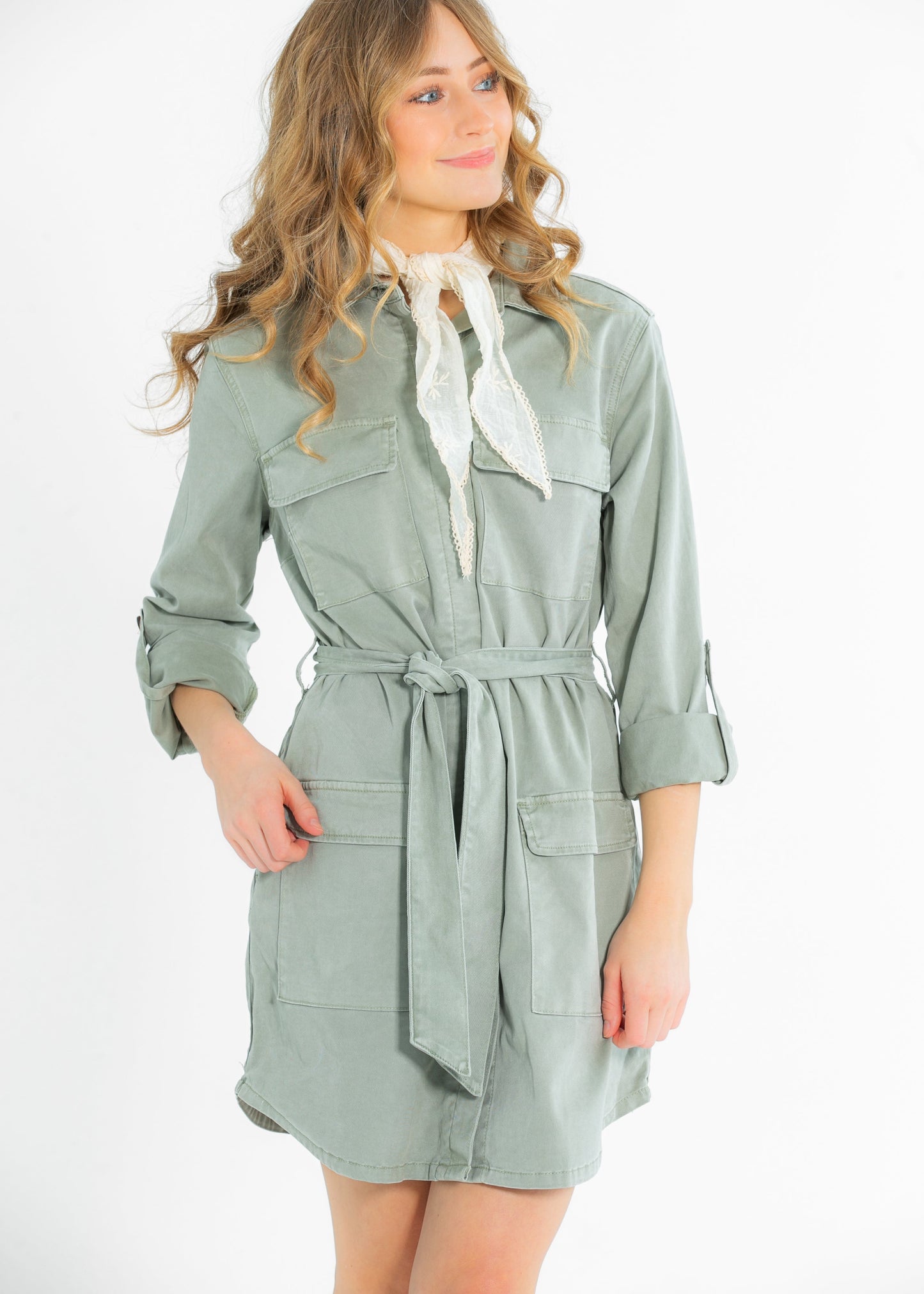 Kut from the Kloth® Alva Cargo Belted Midi Dress FF Dresses