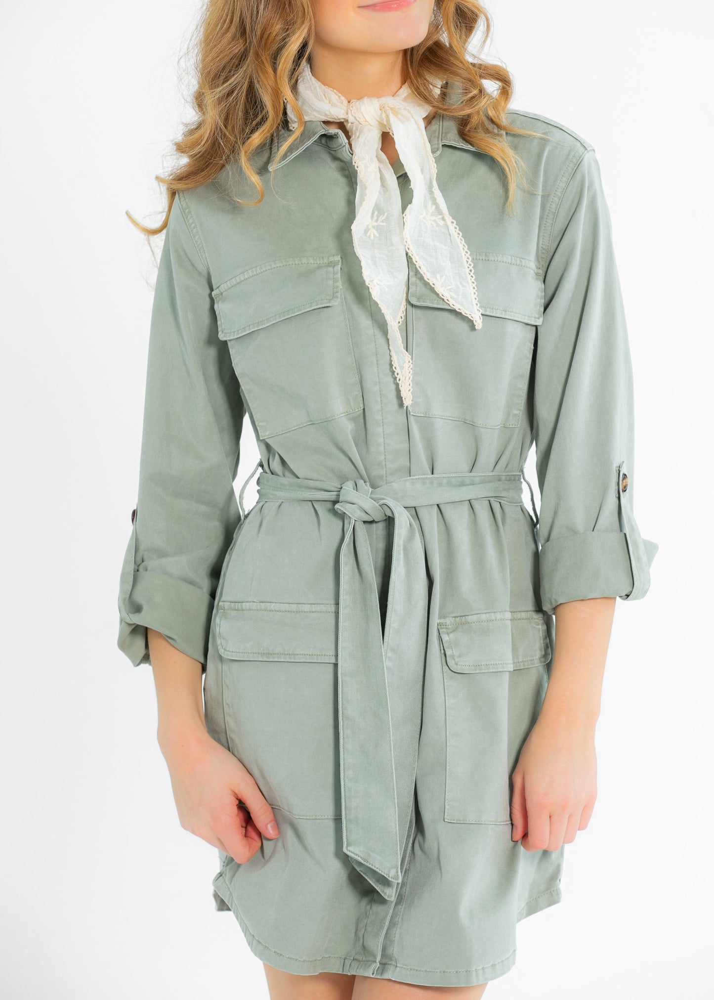 Kut from the Kloth® Alva Cargo Belted Midi Dress FF Dresses
