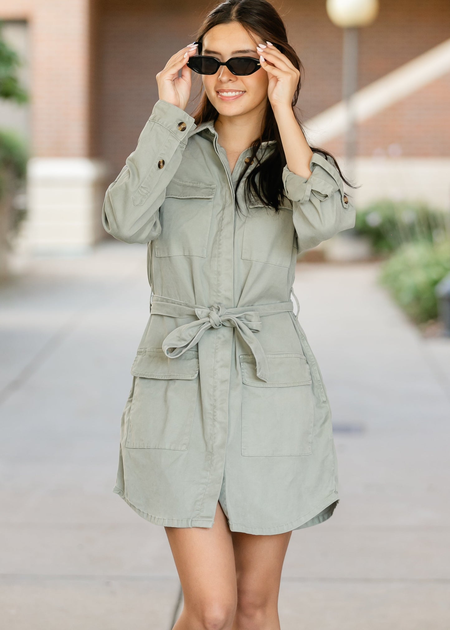 Kut from the Kloth® Alva Cargo Belted Midi Dress FF Dresses