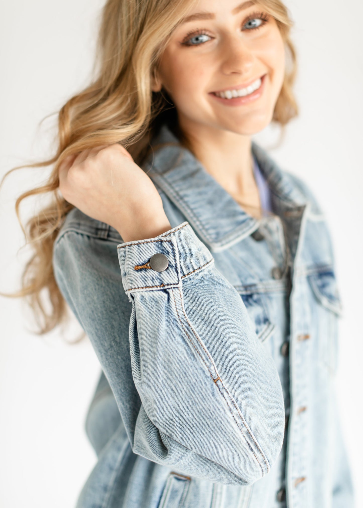 Kut from the Kloth® Emmy Light Wash Oversized Denim Jacket FF Tops