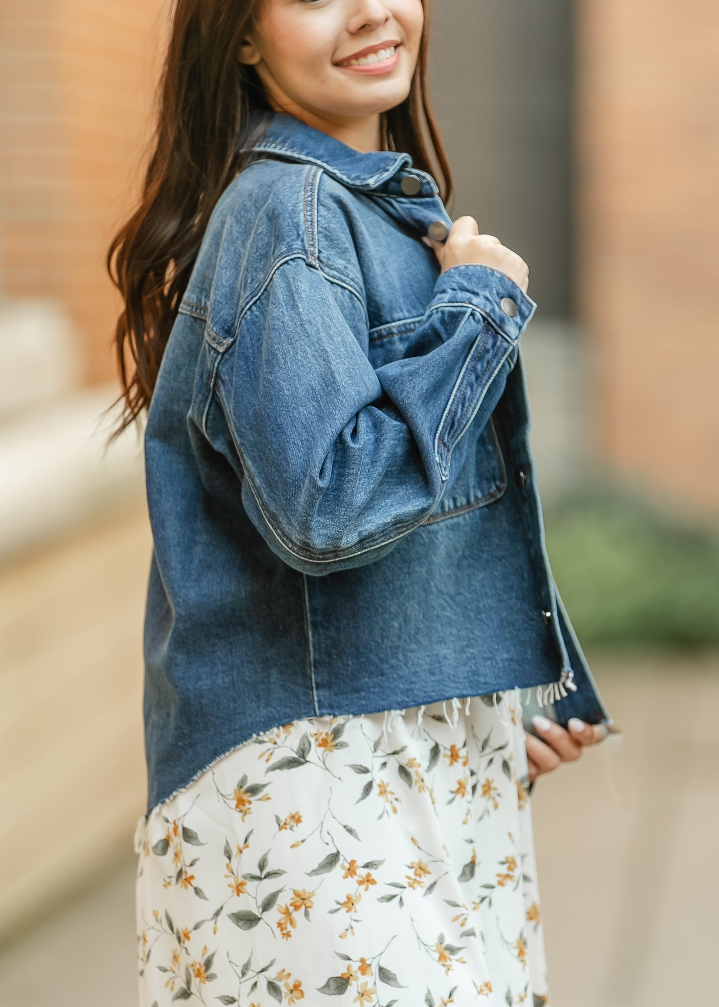 Kut from the Kloth® Lana Raw Hem Denim Jacket FF Tops