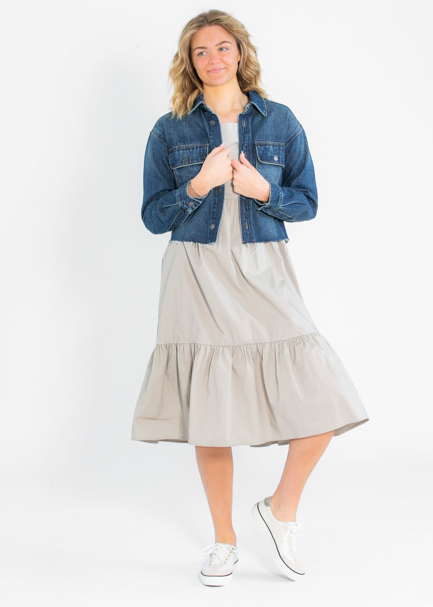 Kut from the Kloth® Lana Raw Hem Drop Shoulder Denim Jacket FF Tops