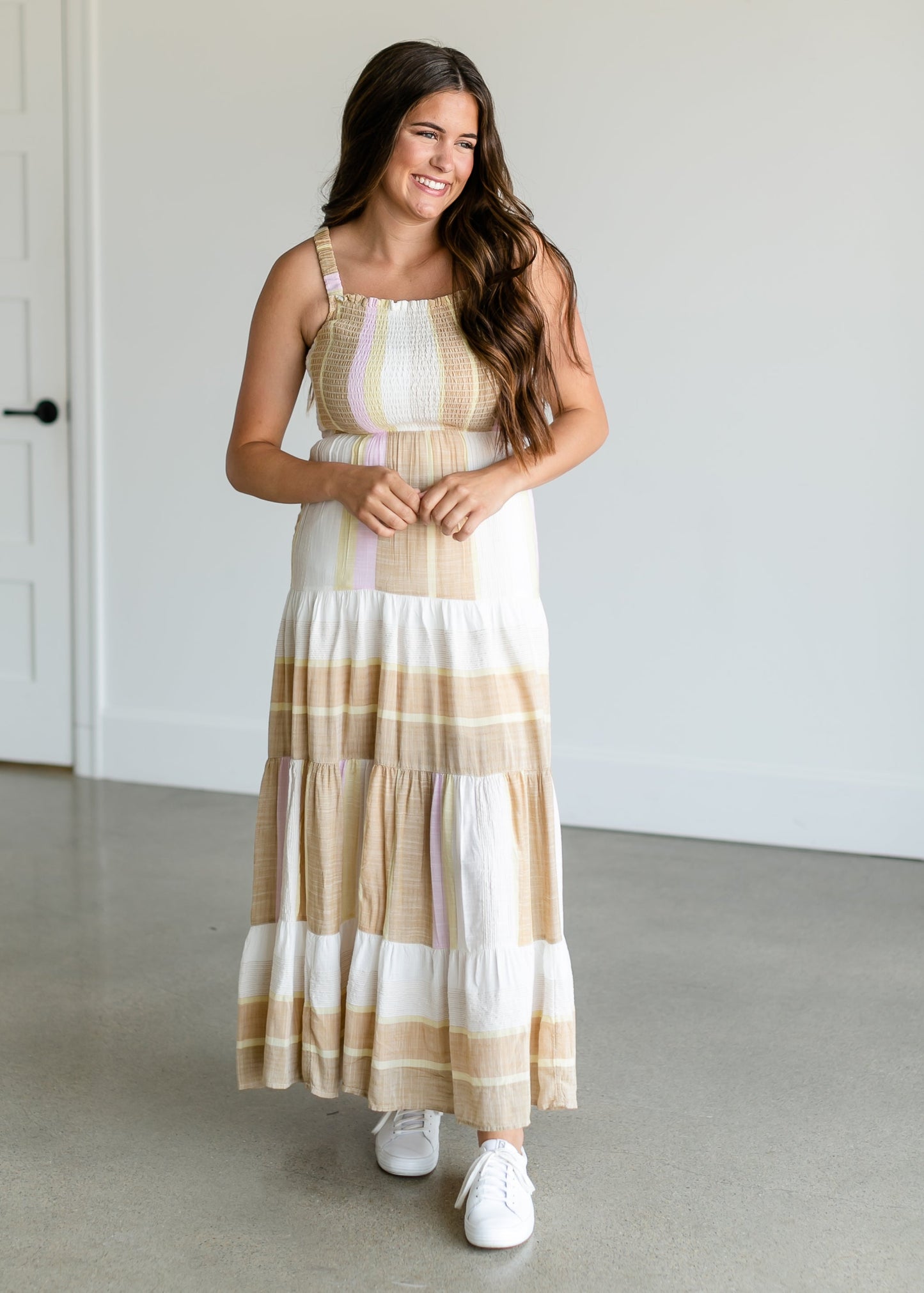 Kyara Smocked Sleeveless Maxi Dress FF Dresses Cream / XS