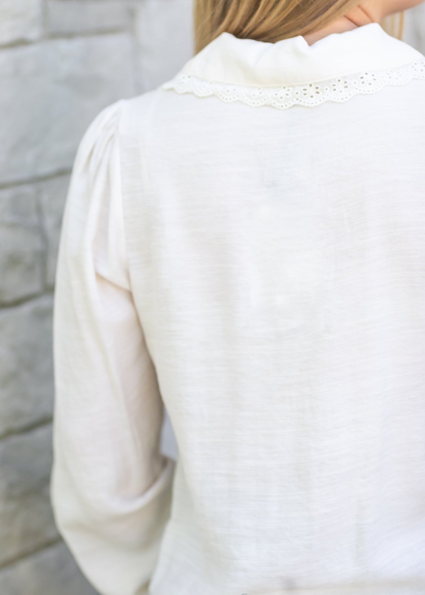 Lace Collar Button Up Top FF Tops