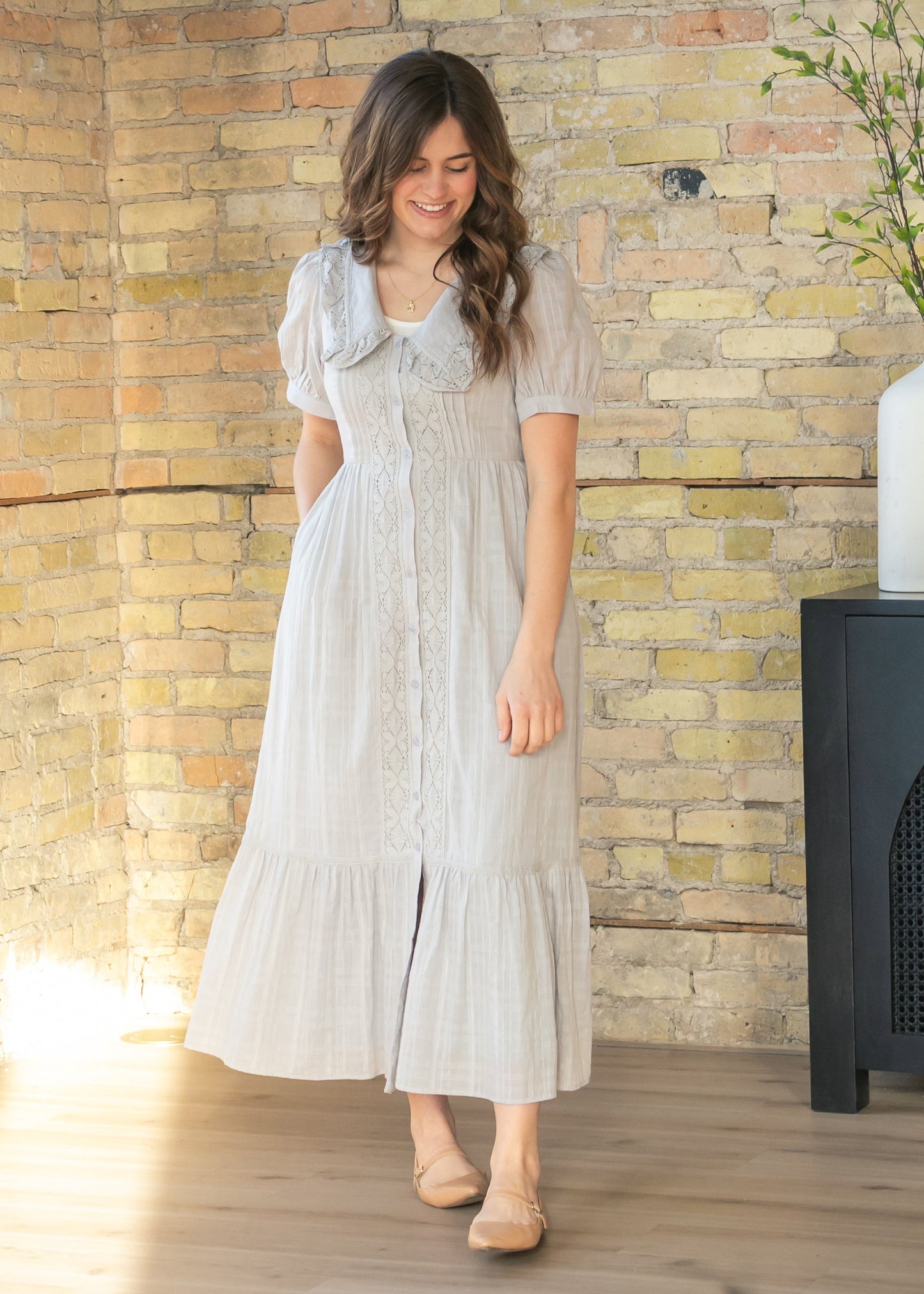 Lace Ruffle V-Neck Maxi Dress FF Dresses