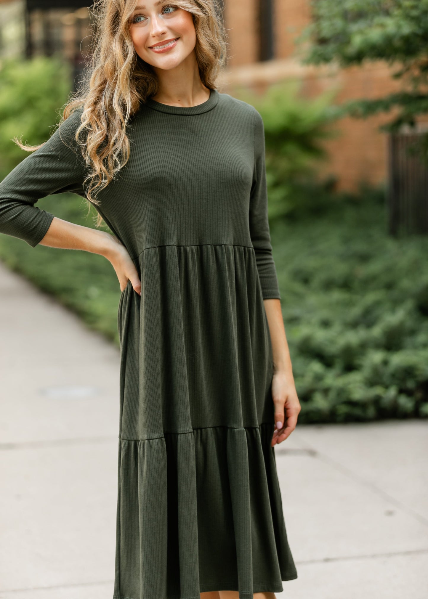 Lacy Ribbed Midi Dress FF Dresses