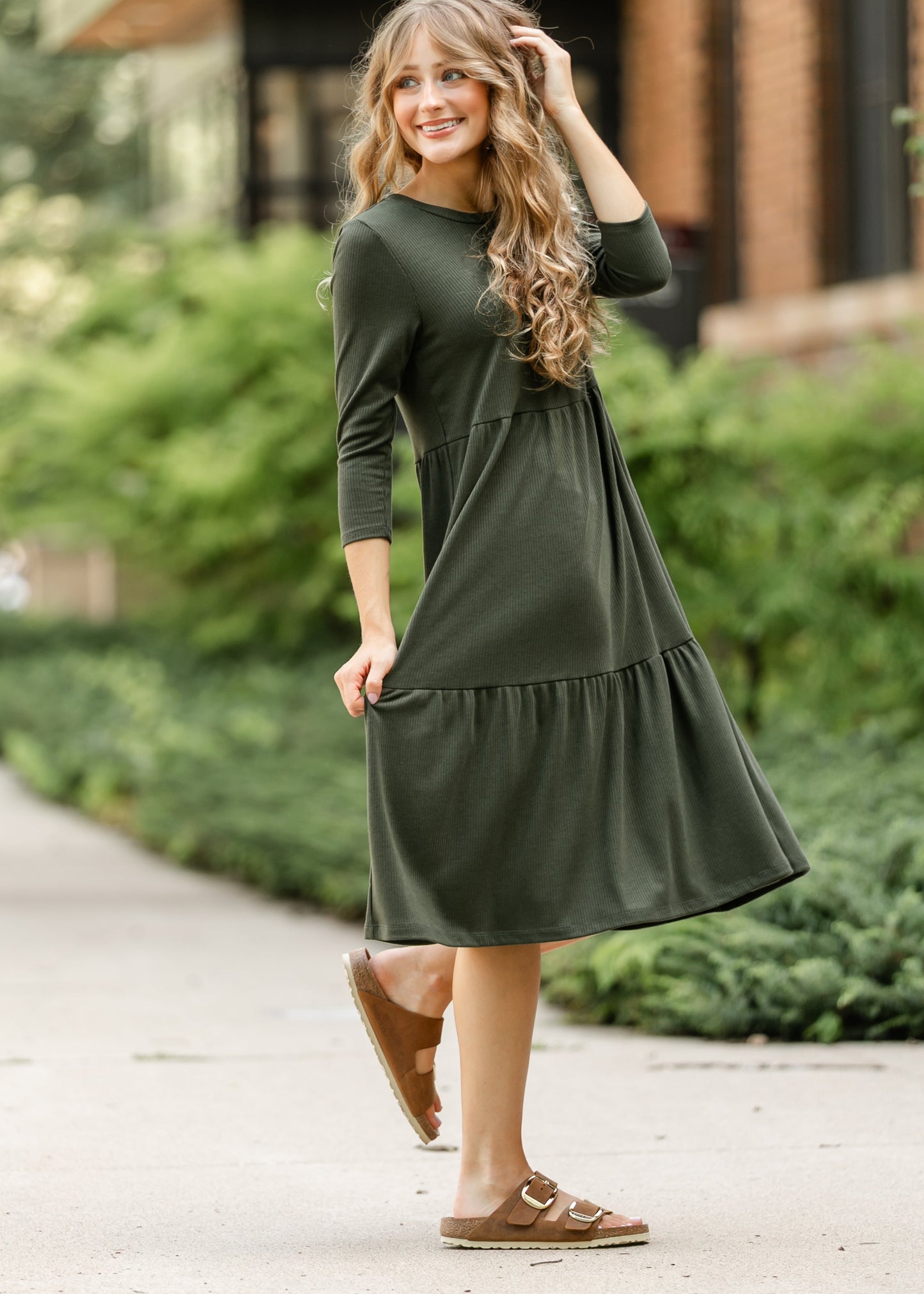 Lacy Ribbed Midi Dress FF Dresses