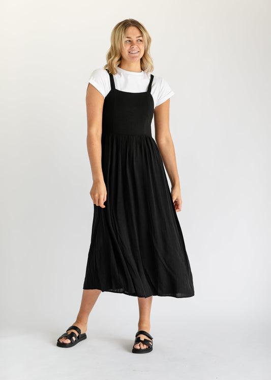 Laken Smocked Back Maxi Dress FF Dresses Black / S