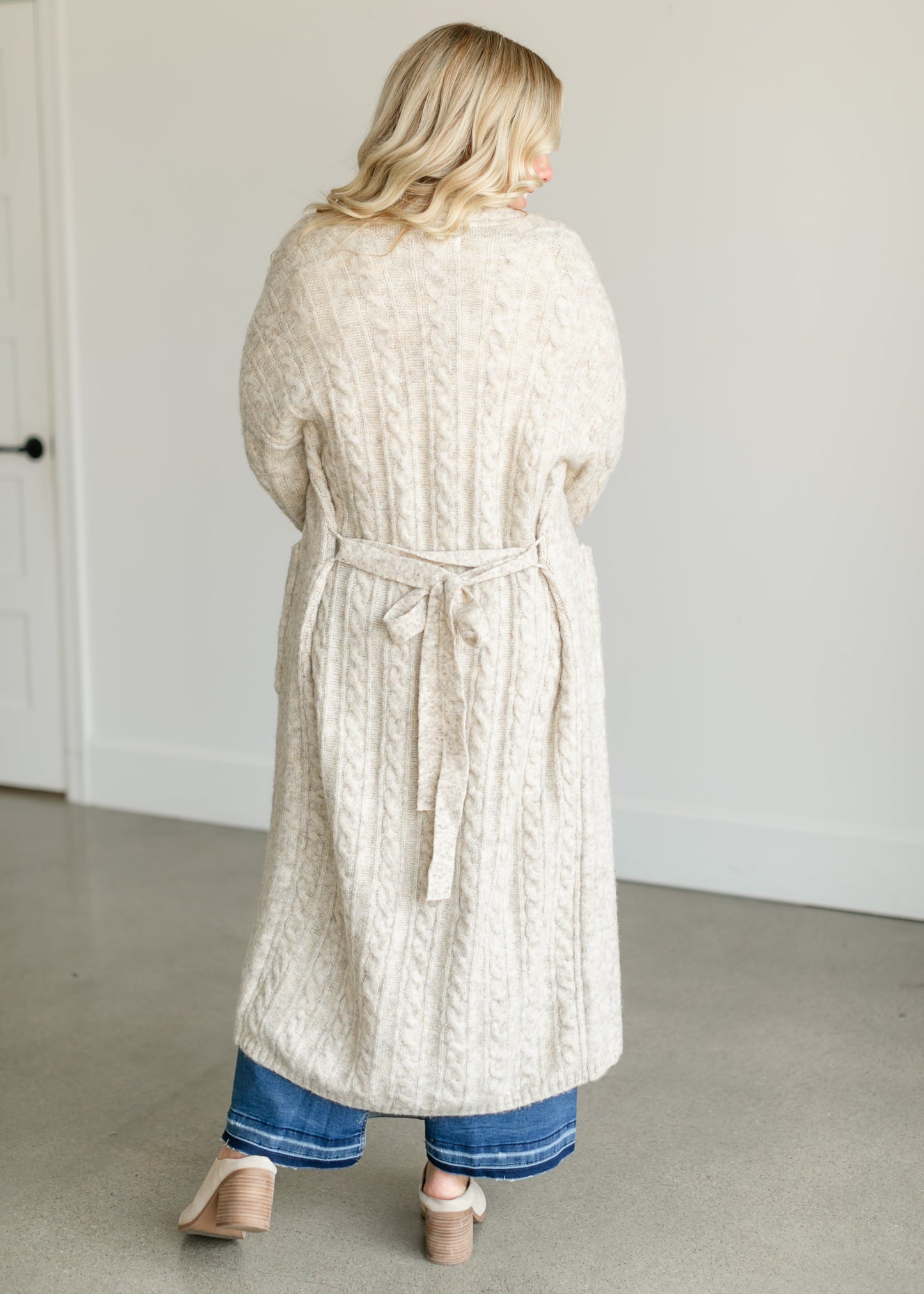 Lanai Cable Knit Long Cardigan FF Tops