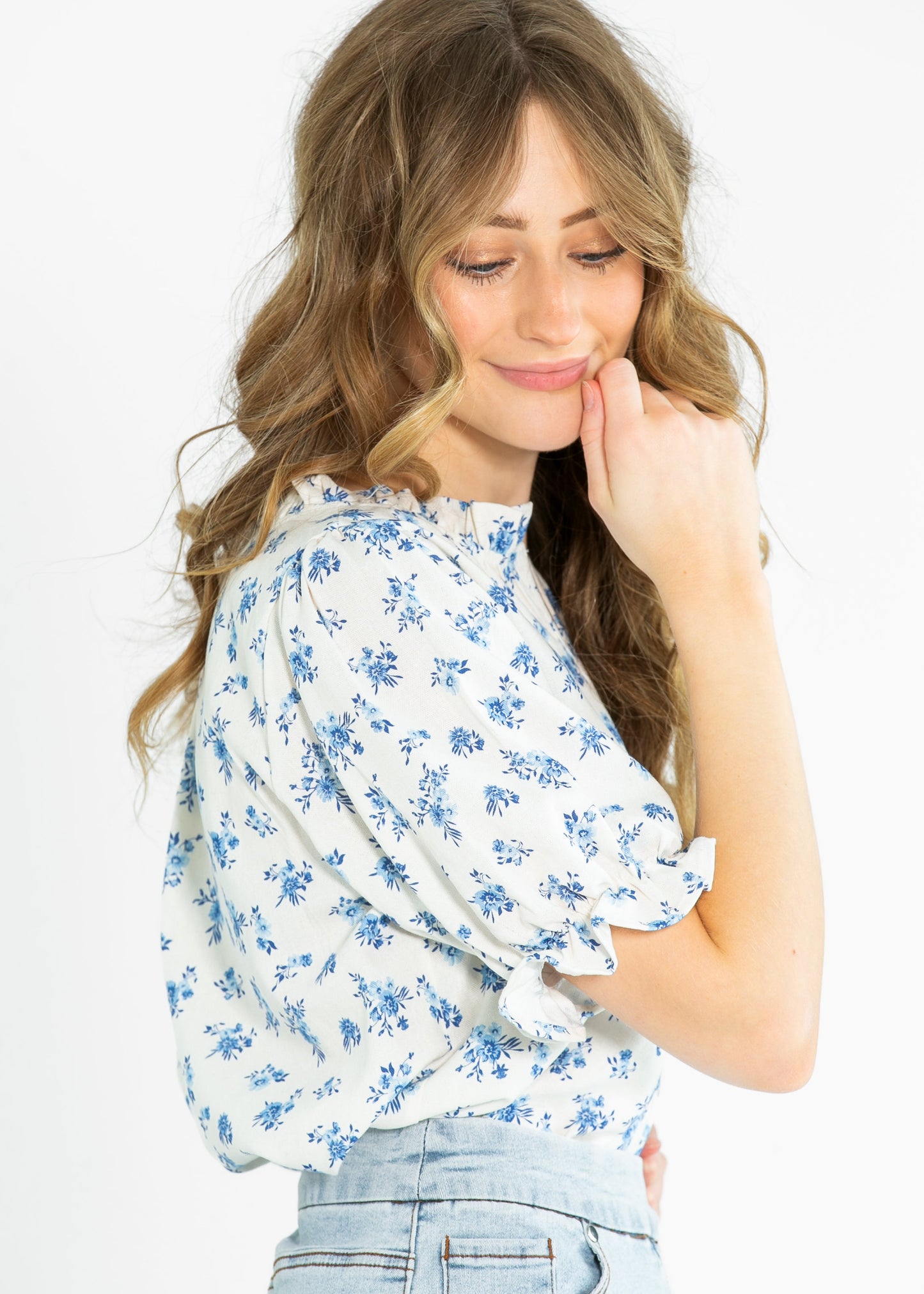 Laurel V-neck Floral Short Sleeve Top IC Tops