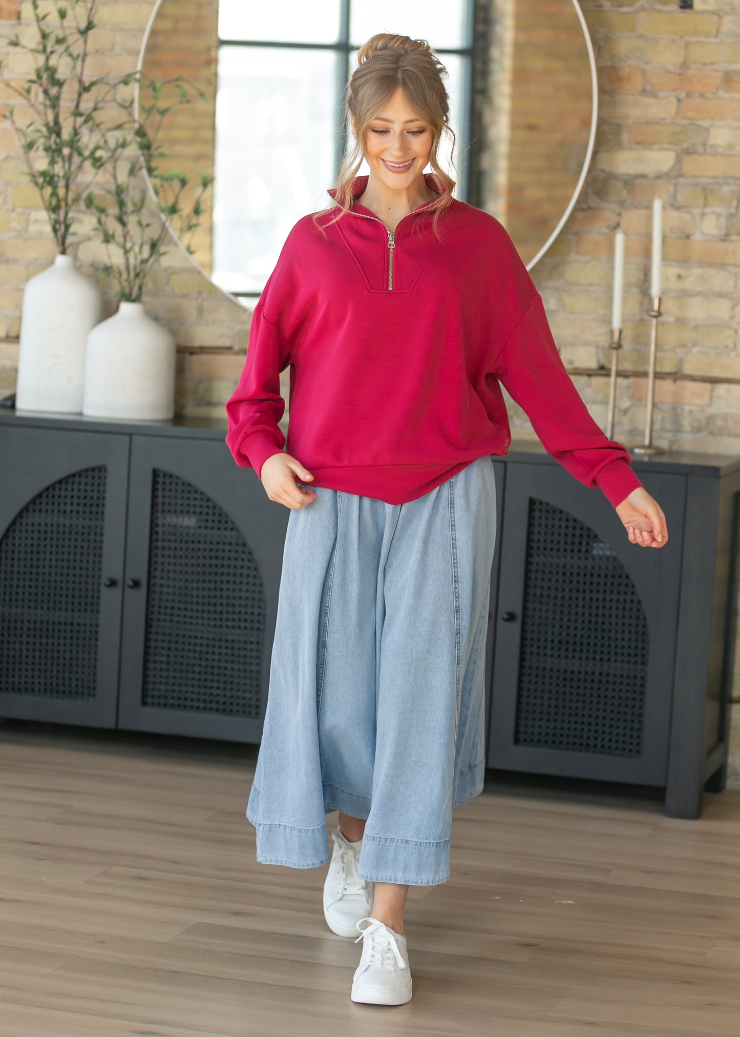 Light Wash Denim A-Line Maxi Skirt FF Skirts