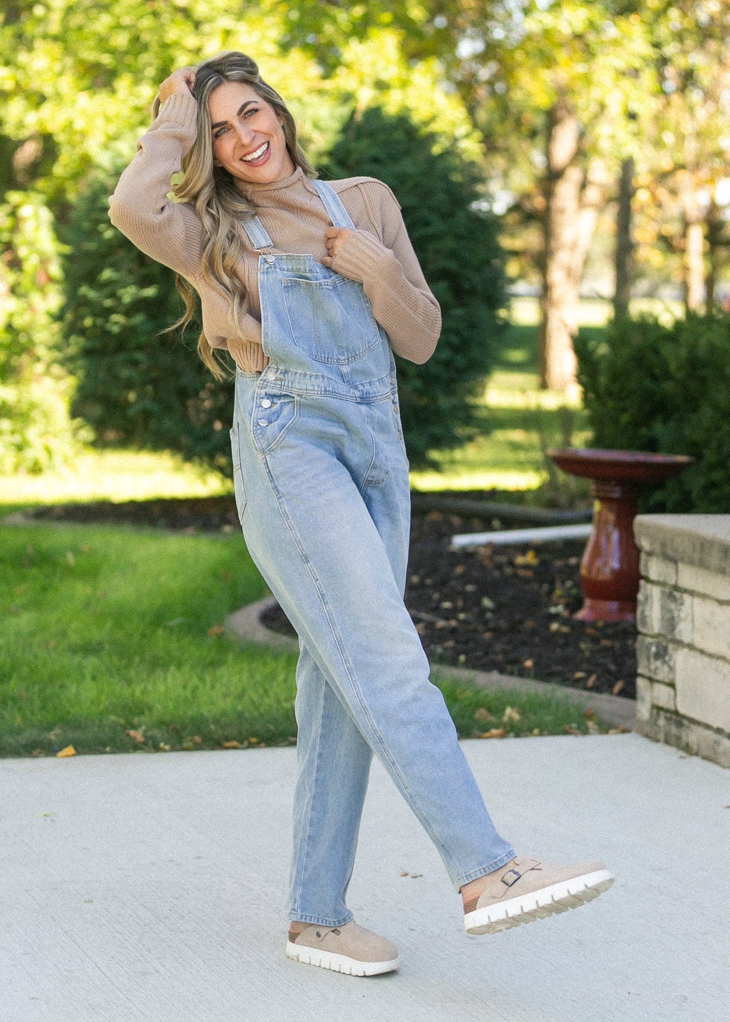Light Wash Denim Overalls FF Pants