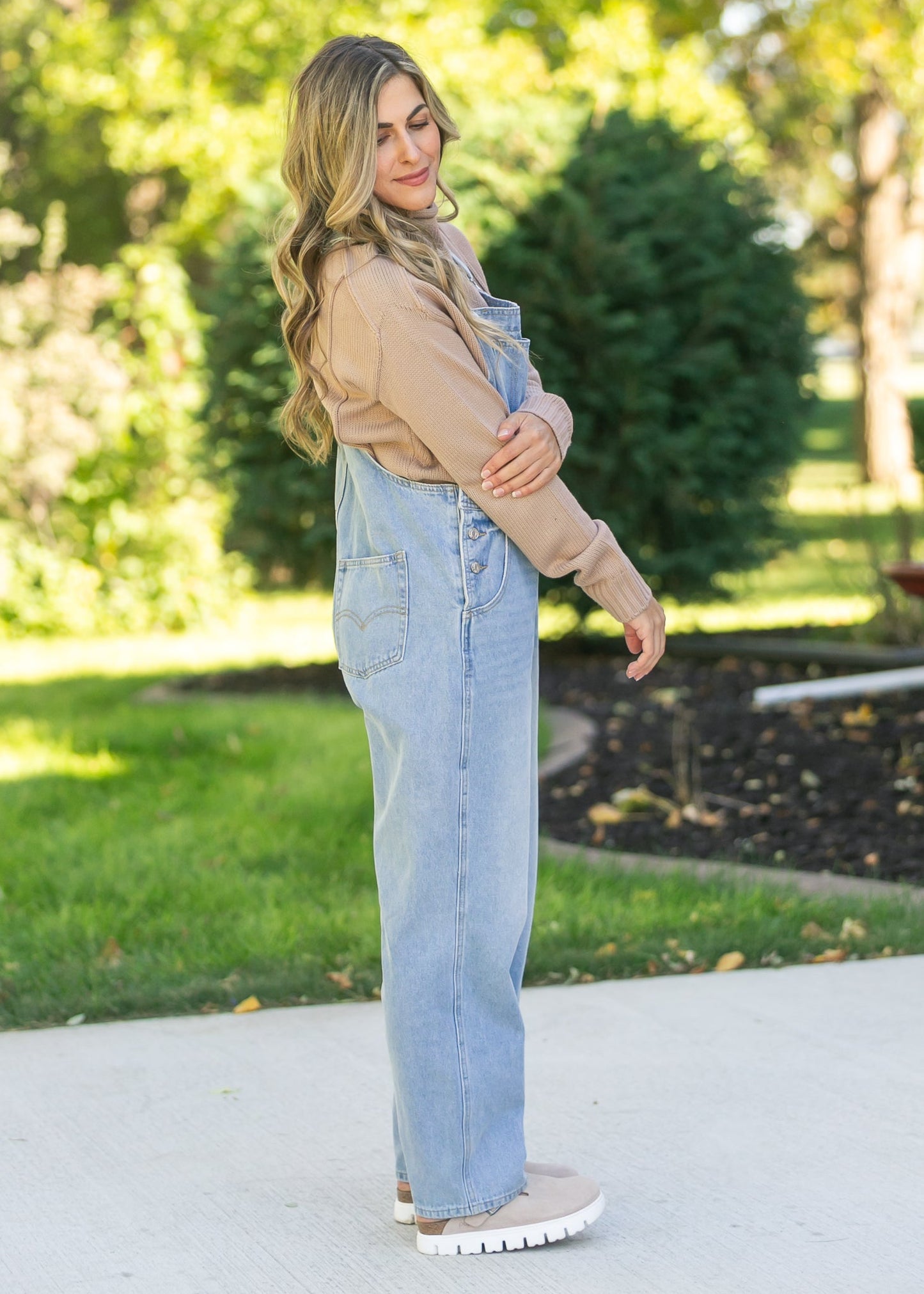 Light Wash Denim Overalls FF Pants