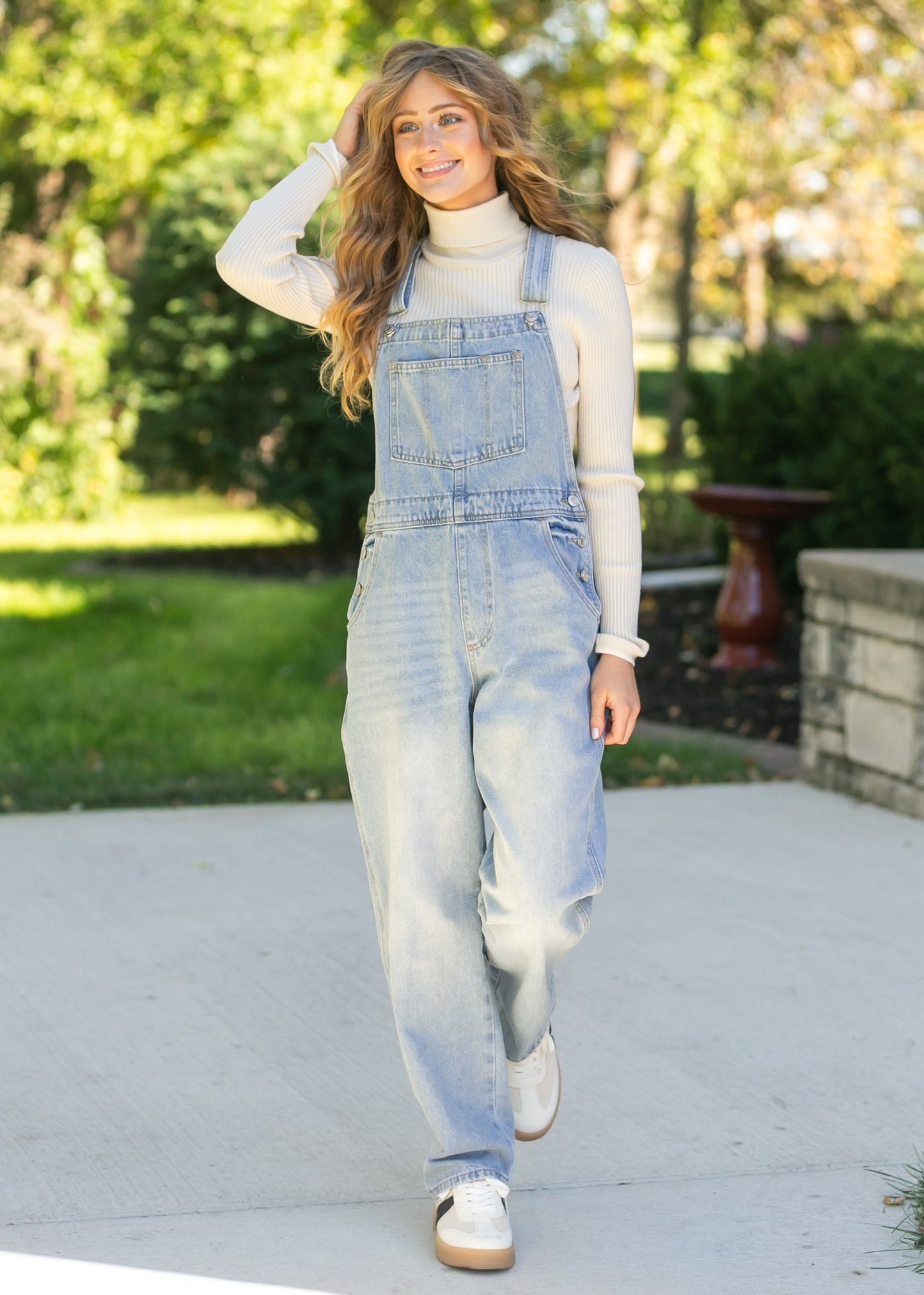 Light Wash Denim Overalls FF Pants