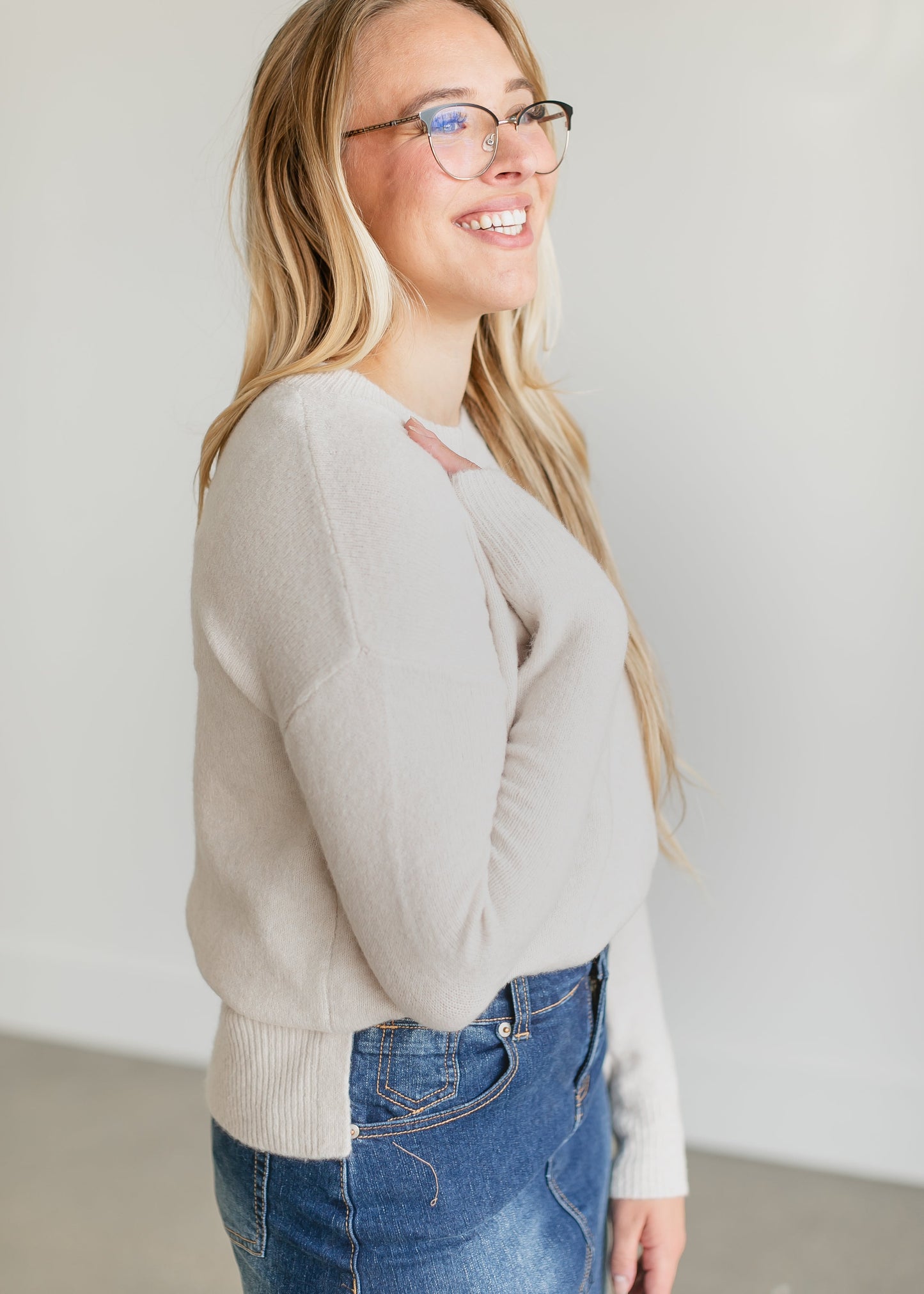 Lightweight Crewneck Pullover Sweater FF Tops