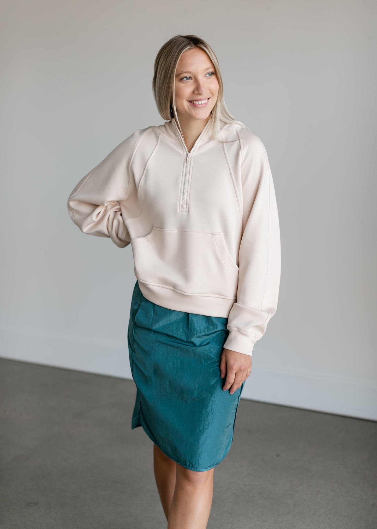 Lightweight Half Zip Hoodie Sweatshirt FF Tops