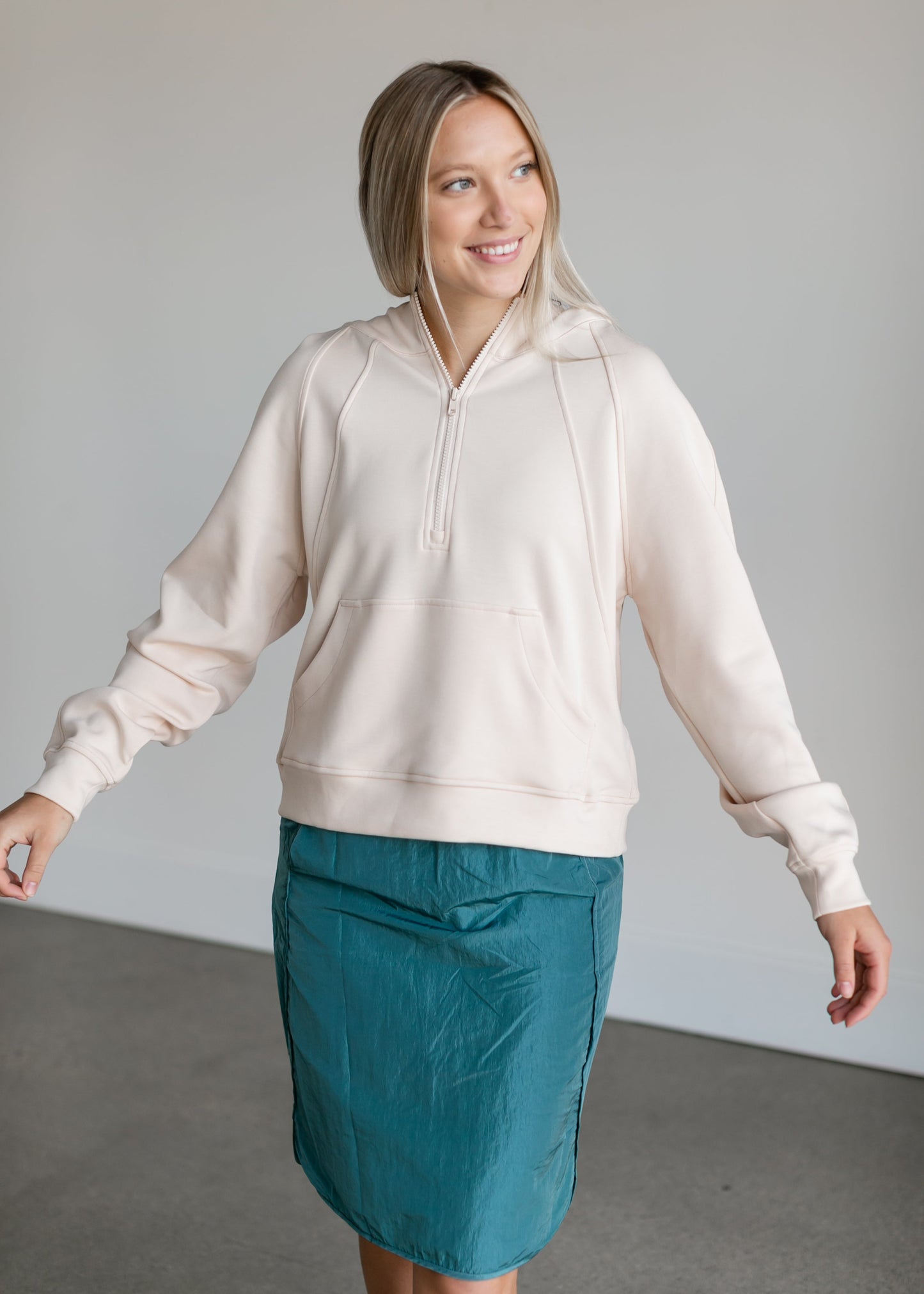Lightweight Half Zip Hoodie Sweatshirt FF Tops