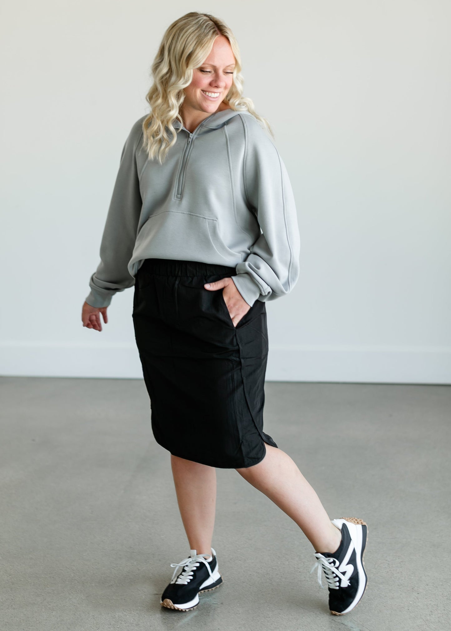 Lightweight Half Zip Hoodie Sweatshirt FF Tops Gray / S