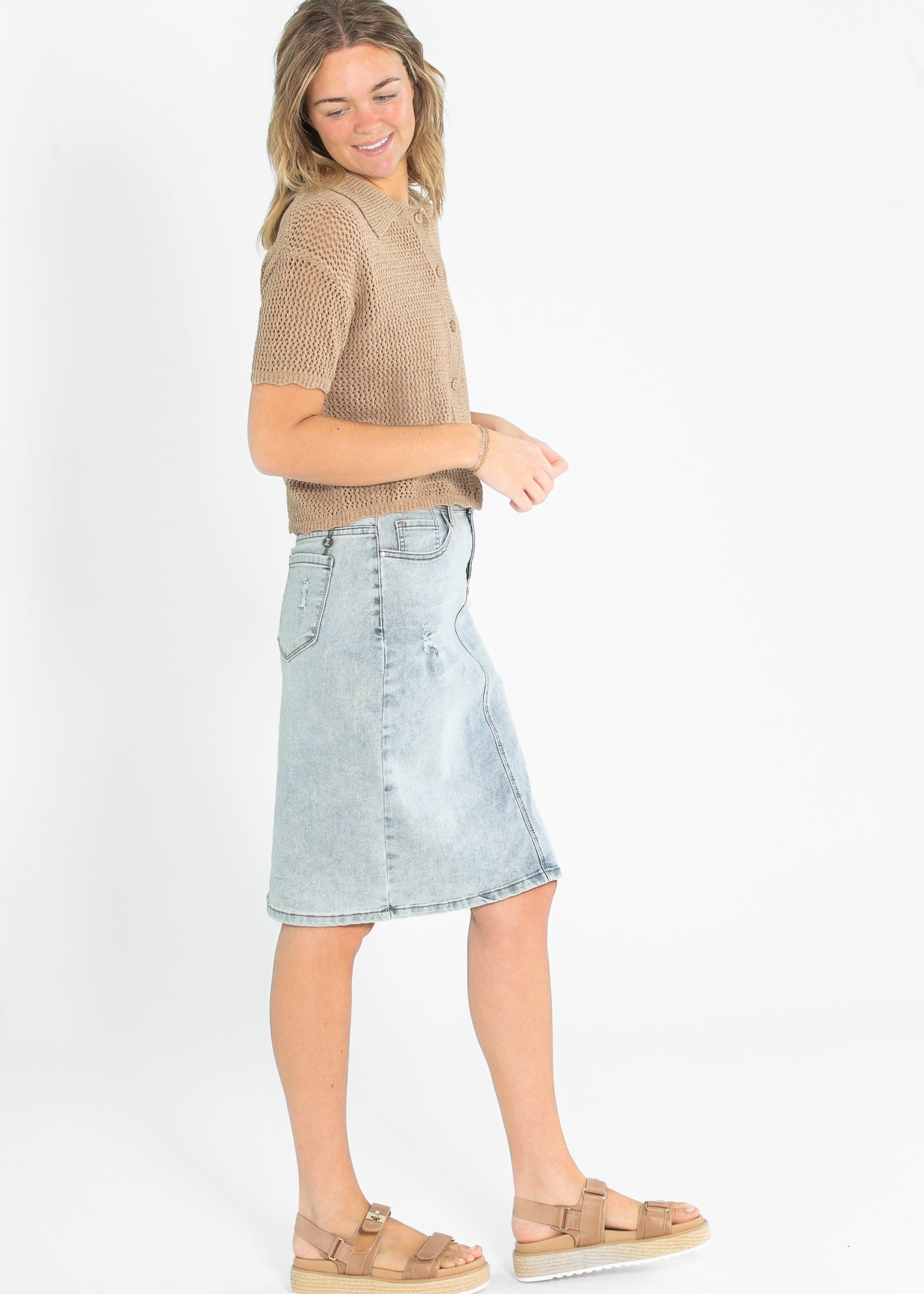 Lightweight Knit Collared Short Sleeve Top FF Tops