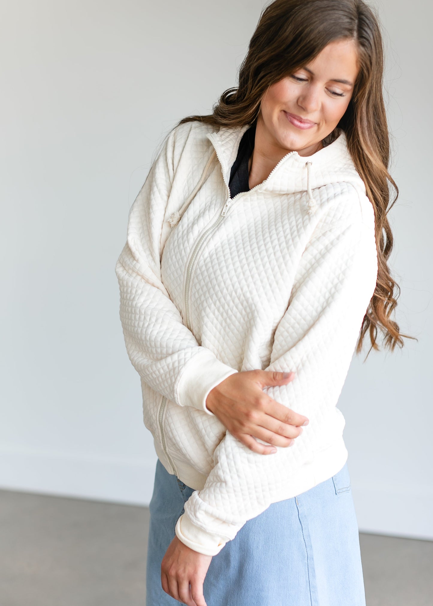 Lightweight Quilted Zip-up Hoodie FF Tops