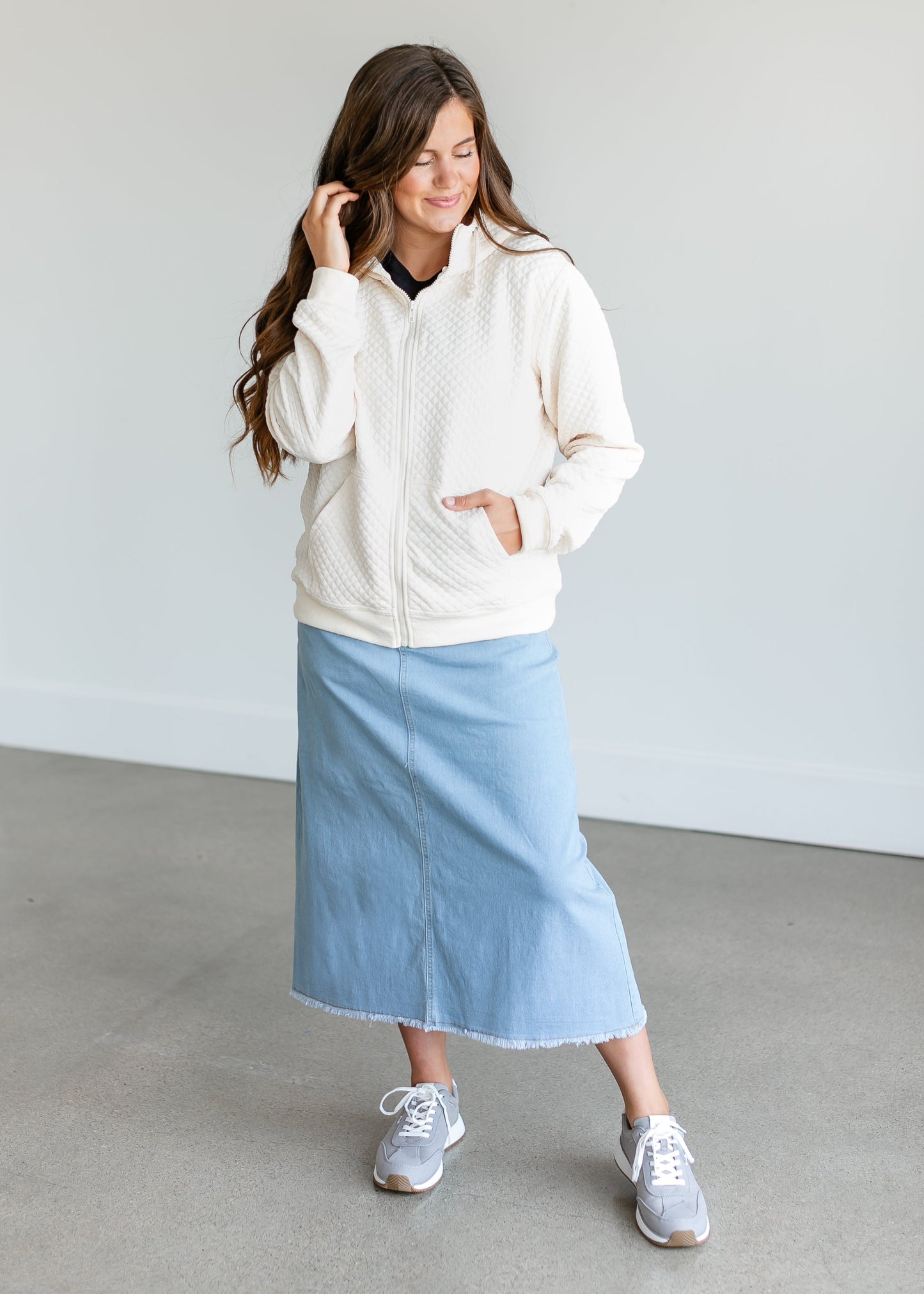 Lightweight Quilted Zip-up Hoodie FF Tops