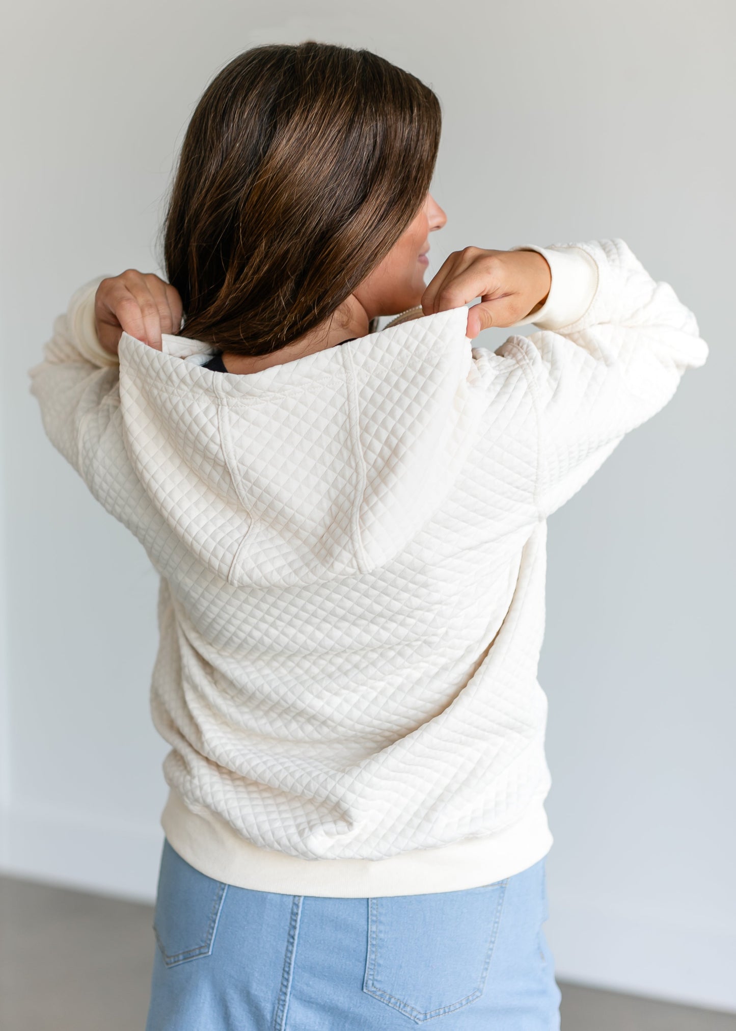 Lightweight Quilted Zip-up Hoodie FF Tops