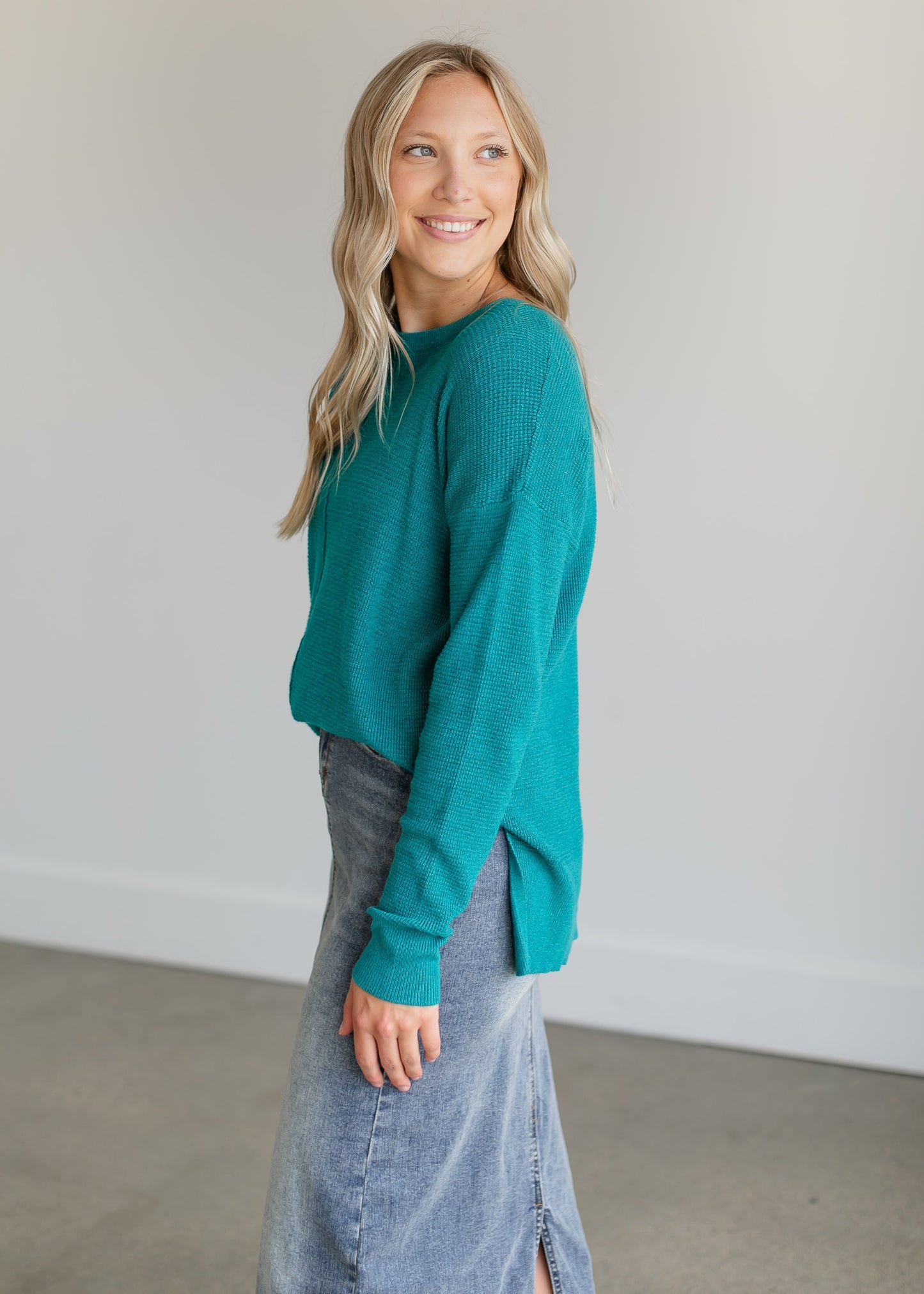 Lightweight Waffle Crewneck Sweater FF Tops