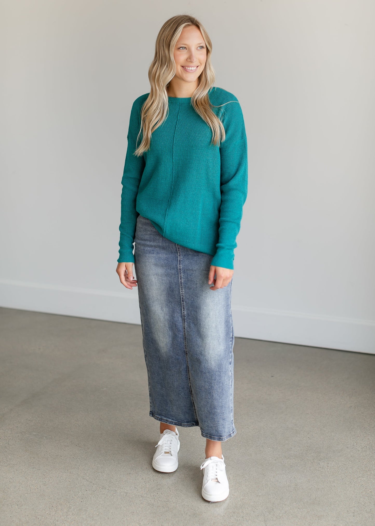 Lightweight Waffle Crewneck Sweater FF Tops