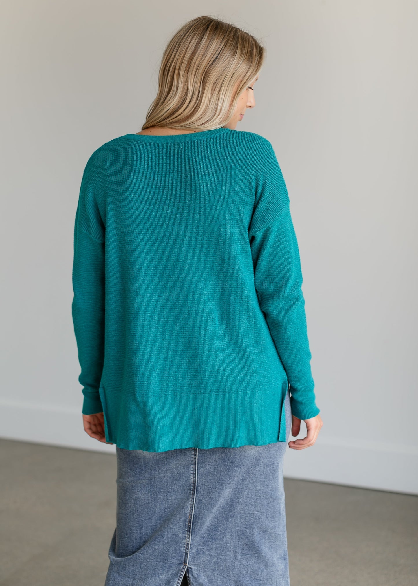 Lightweight Waffle Crewneck Sweater FF Tops