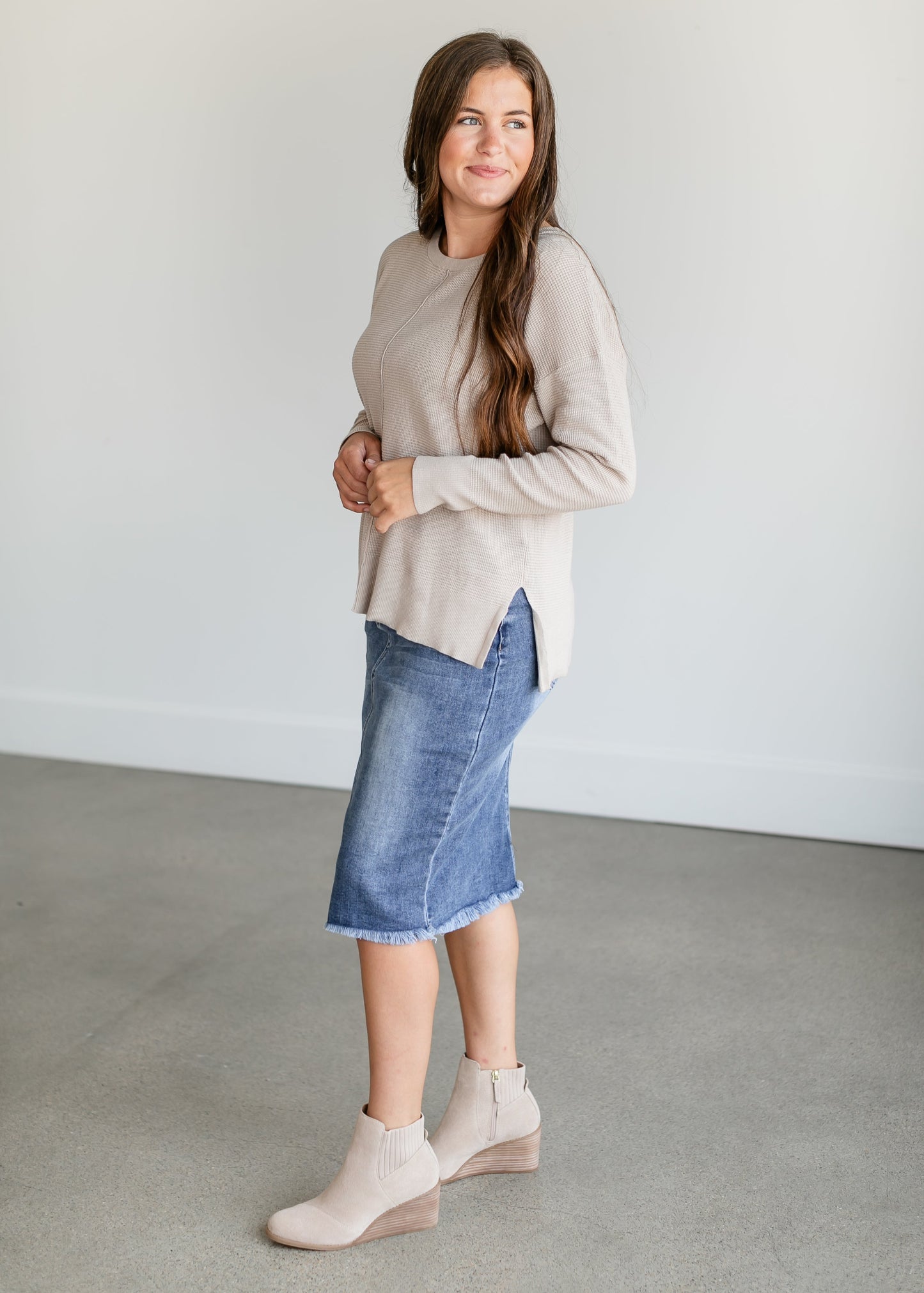 Lightweight Waffle Crewneck Sweater FF Tops