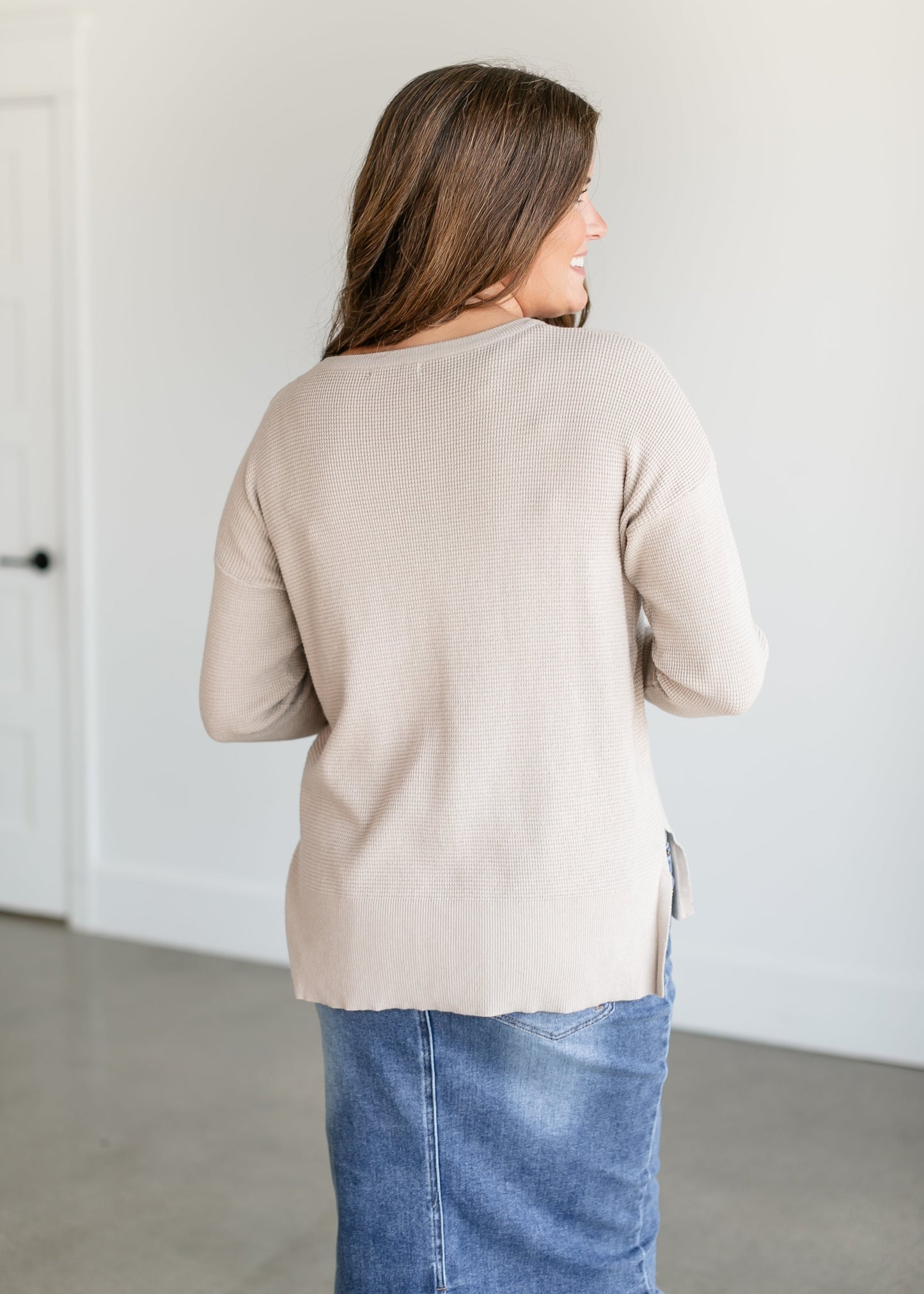 Lightweight Waffle Crewneck Sweater FF Tops