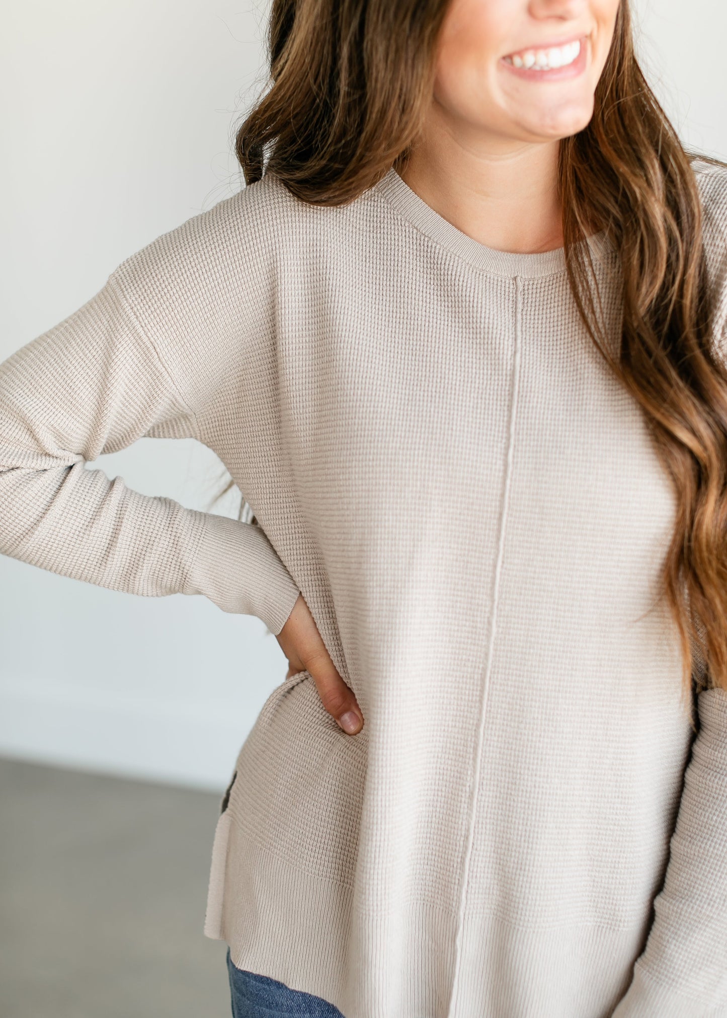 Lightweight Waffle Crewneck Sweater FF Tops
