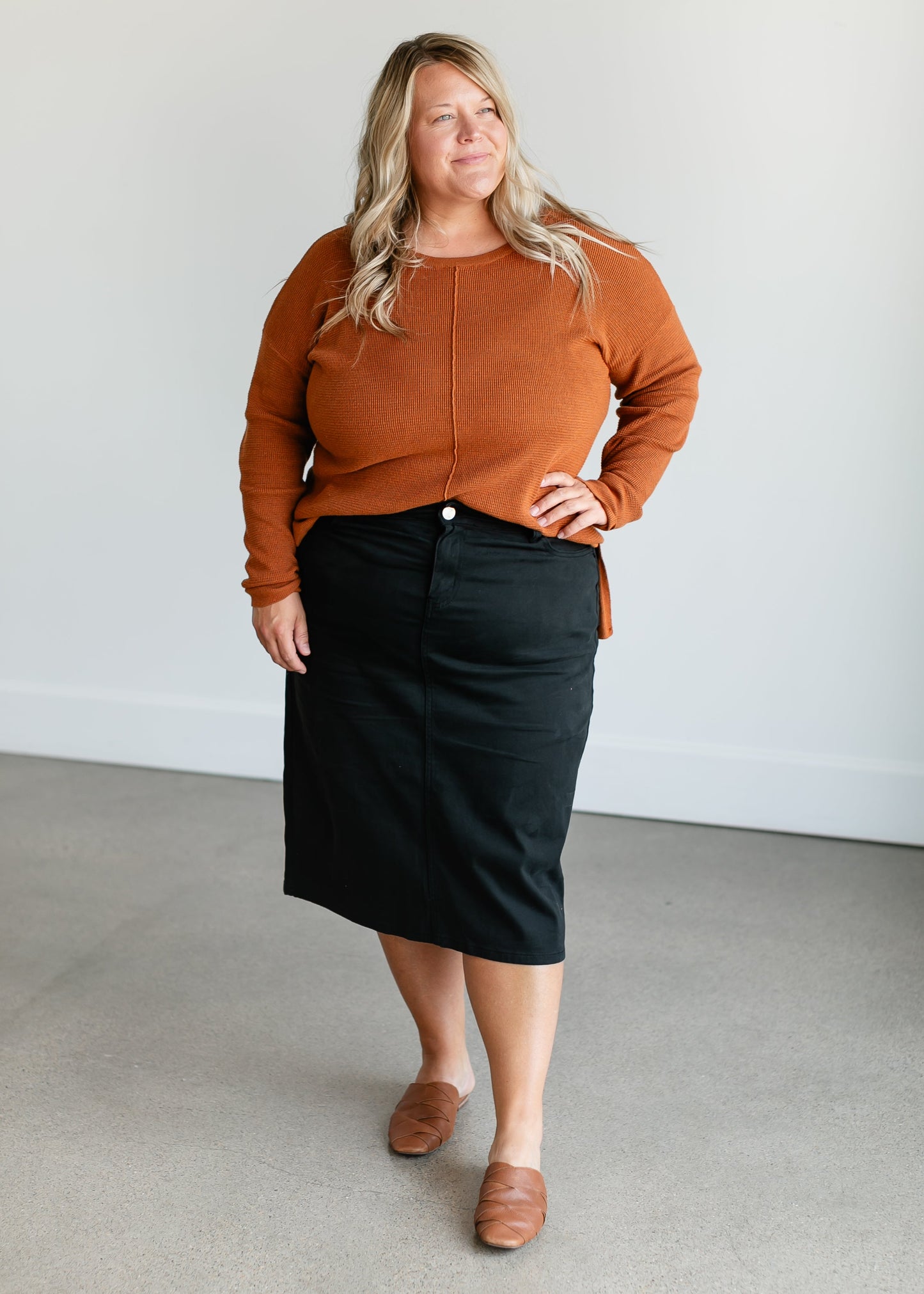 Lightweight Waffle Crewneck Sweater FF Tops Camel / S