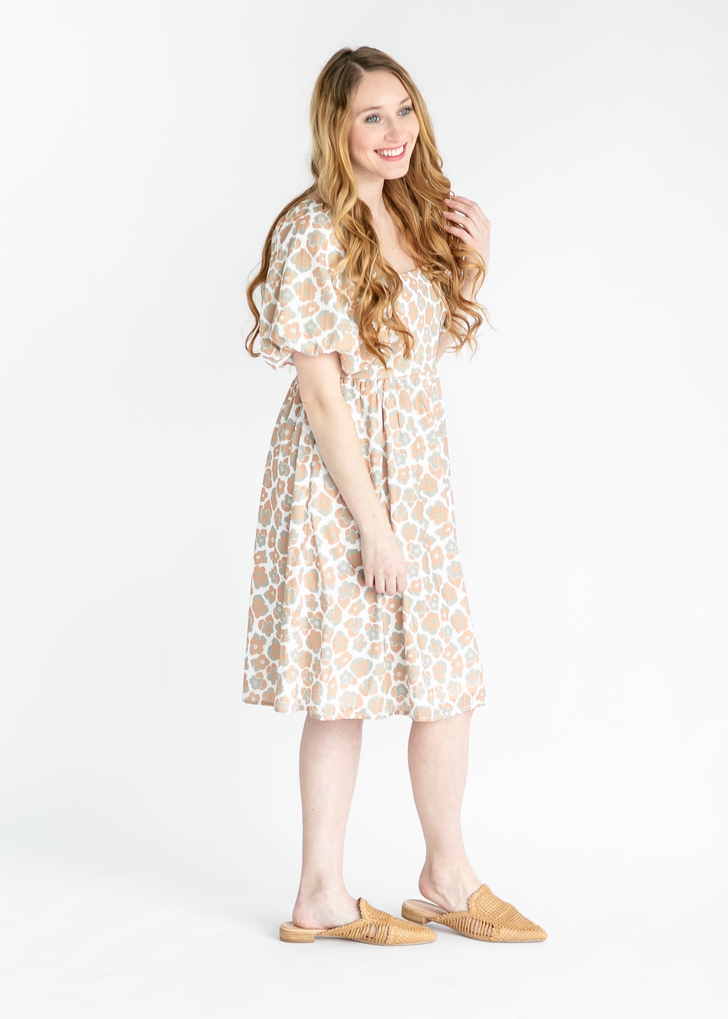 Lilypad Floral Print Midi Dress FF Dresses