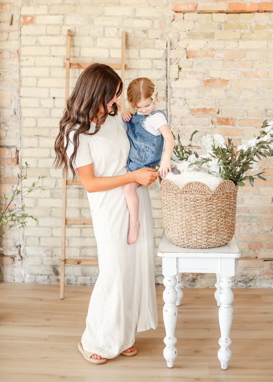 Linen Blend Adjustable Overall Dress FF Dresses