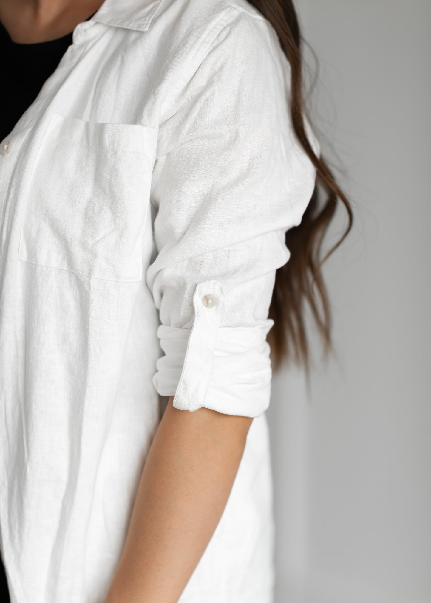 Linen Blend Cream Button Down Layering Top Dresses