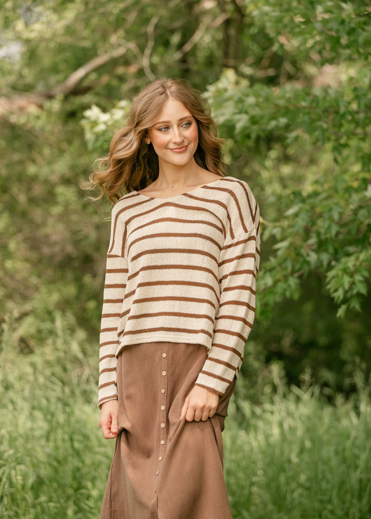 Lingering Light Striped Top FF Tops