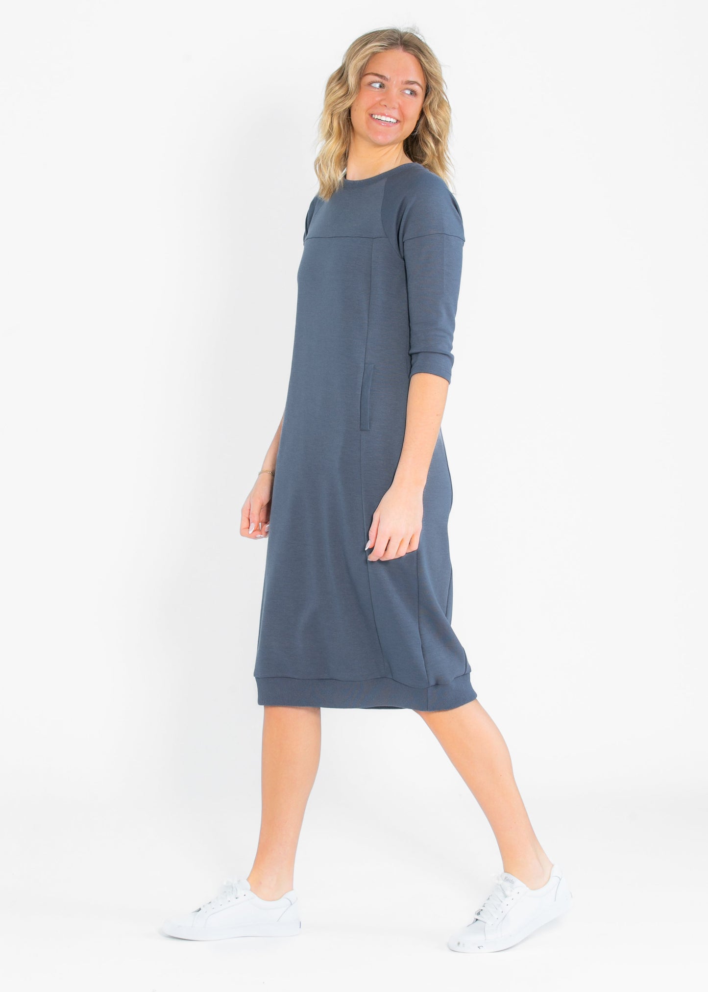 Liv 3/4 Sleeve Sweatshirt Midi Dress IC Dresses