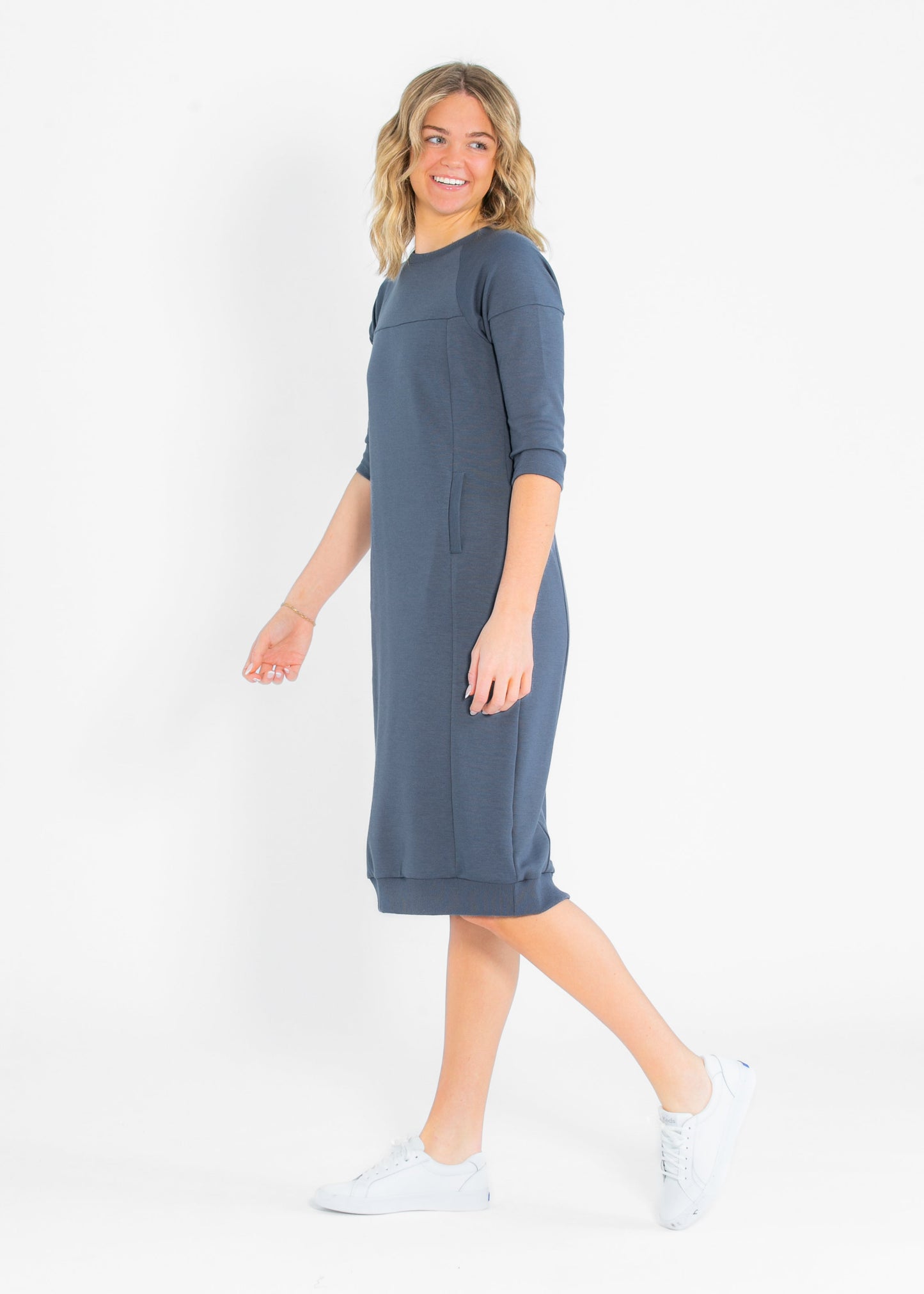 Liv 3/4 Sleeve Sweatshirt Midi Dress IC Dresses