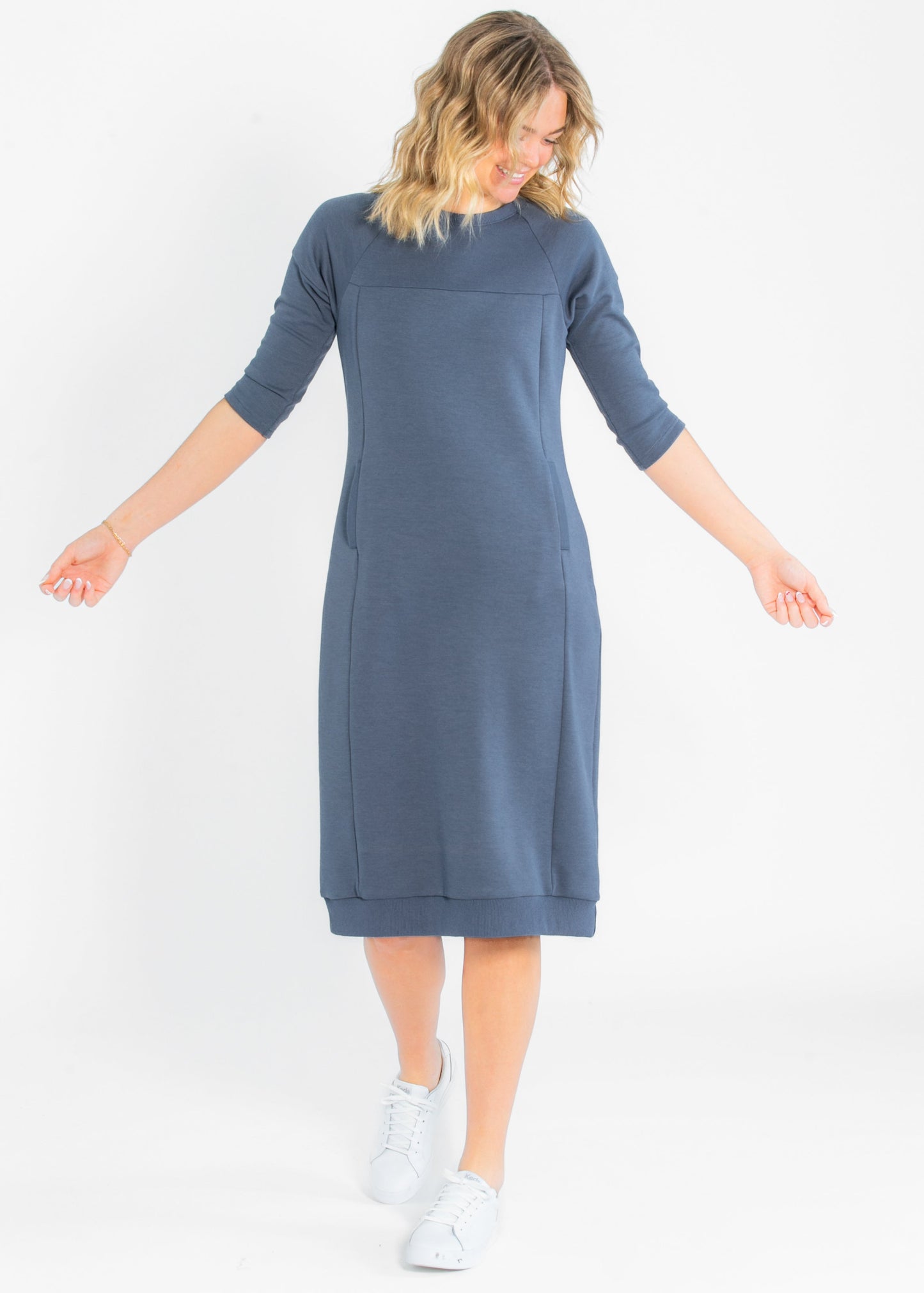 Liv 3/4 Sleeve Sweatshirt Midi Dress IC Dresses