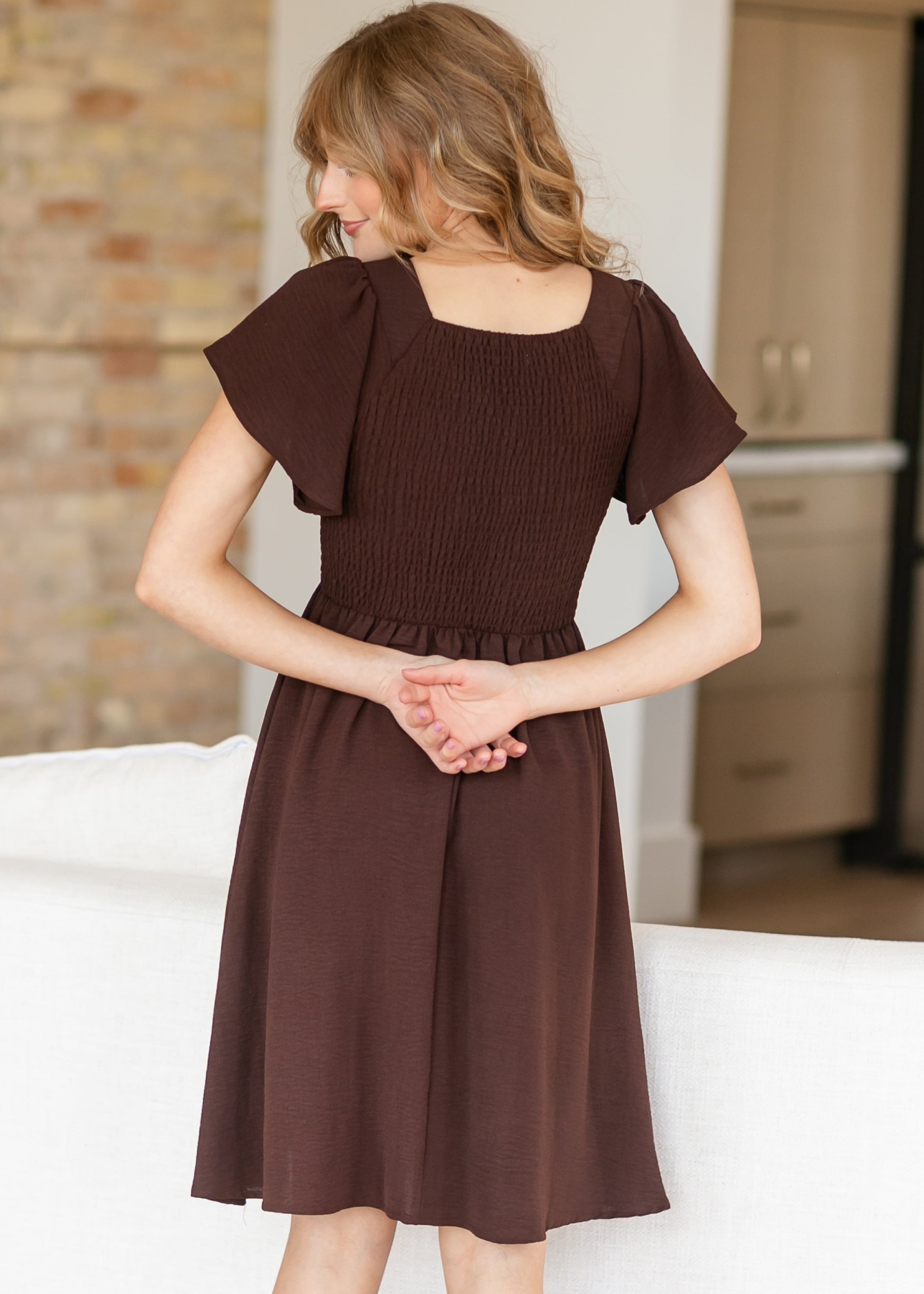 Liv Smocked Midi Dress FF Dresses