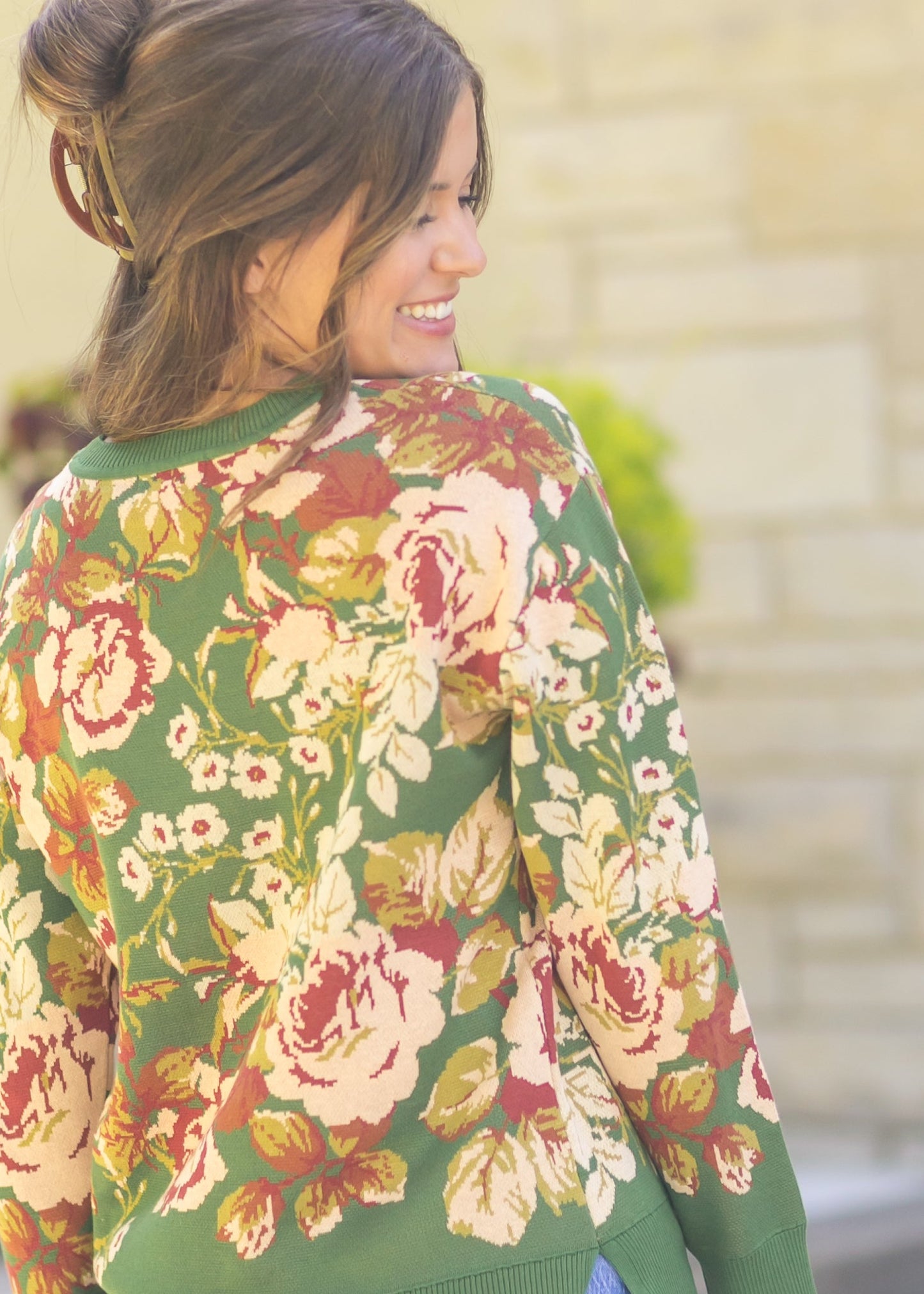 Liverpool Los Angeles® Floral Crewneck Sweater FF Tops