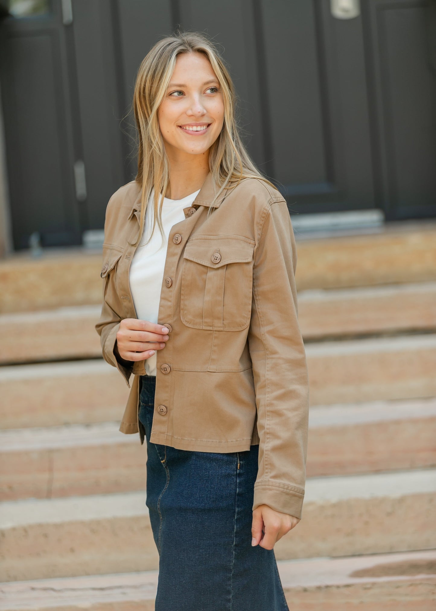 Liverpool Los Angeles® Peplum Hem Trucker Jacket FF Layering Essentials