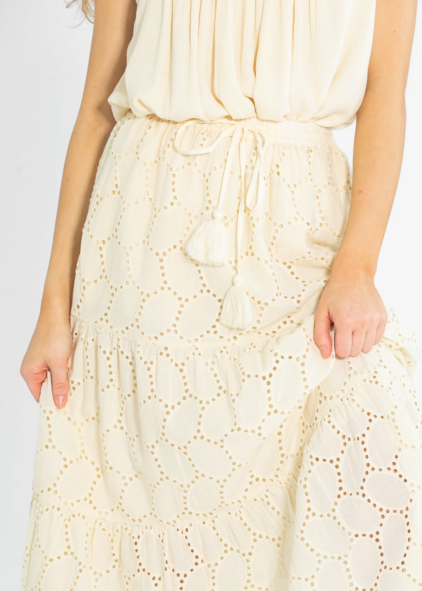 Liverpool Los Angeles® Tiered Woven Maxi Skirt FF Skirts